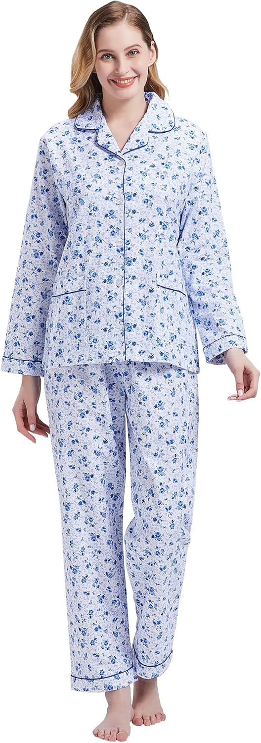GLOBAL Flannel Pajamas for Women - Comfy Cotton PJ Set