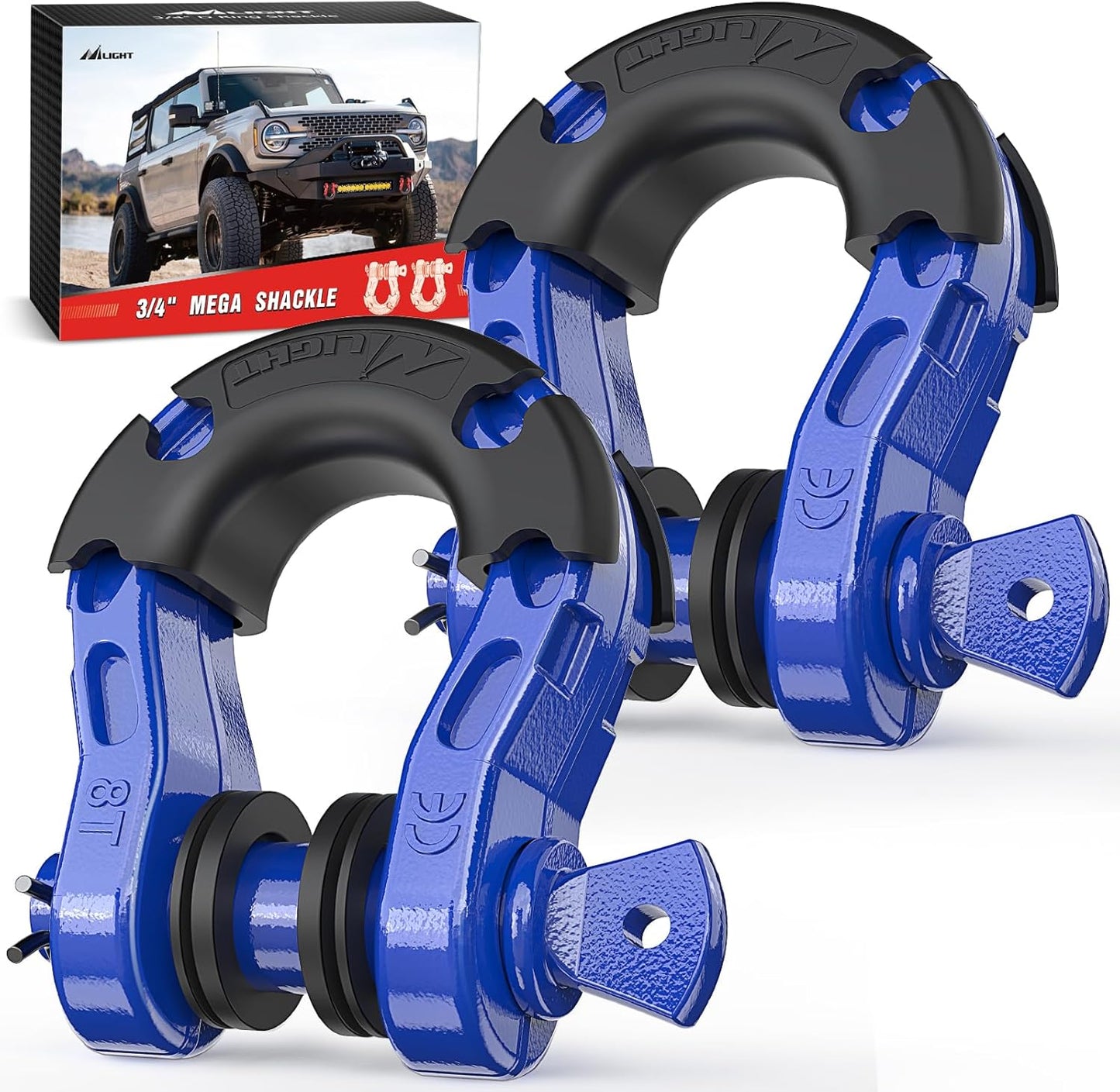 Nilight 3/4in Mega D-Ring Shackles for Heavy Duty Recovery Use