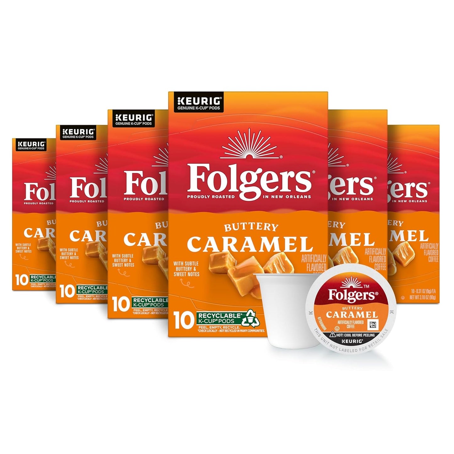 Folgers Buttery Caramel Coffee K-Cup Pods for Delicious Brews