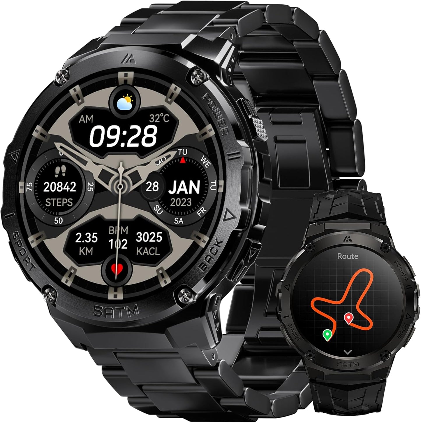 HIDAMEL Smartwatch: GPS, Rugged Design, 50M Waterproof, Extra-Large Battery