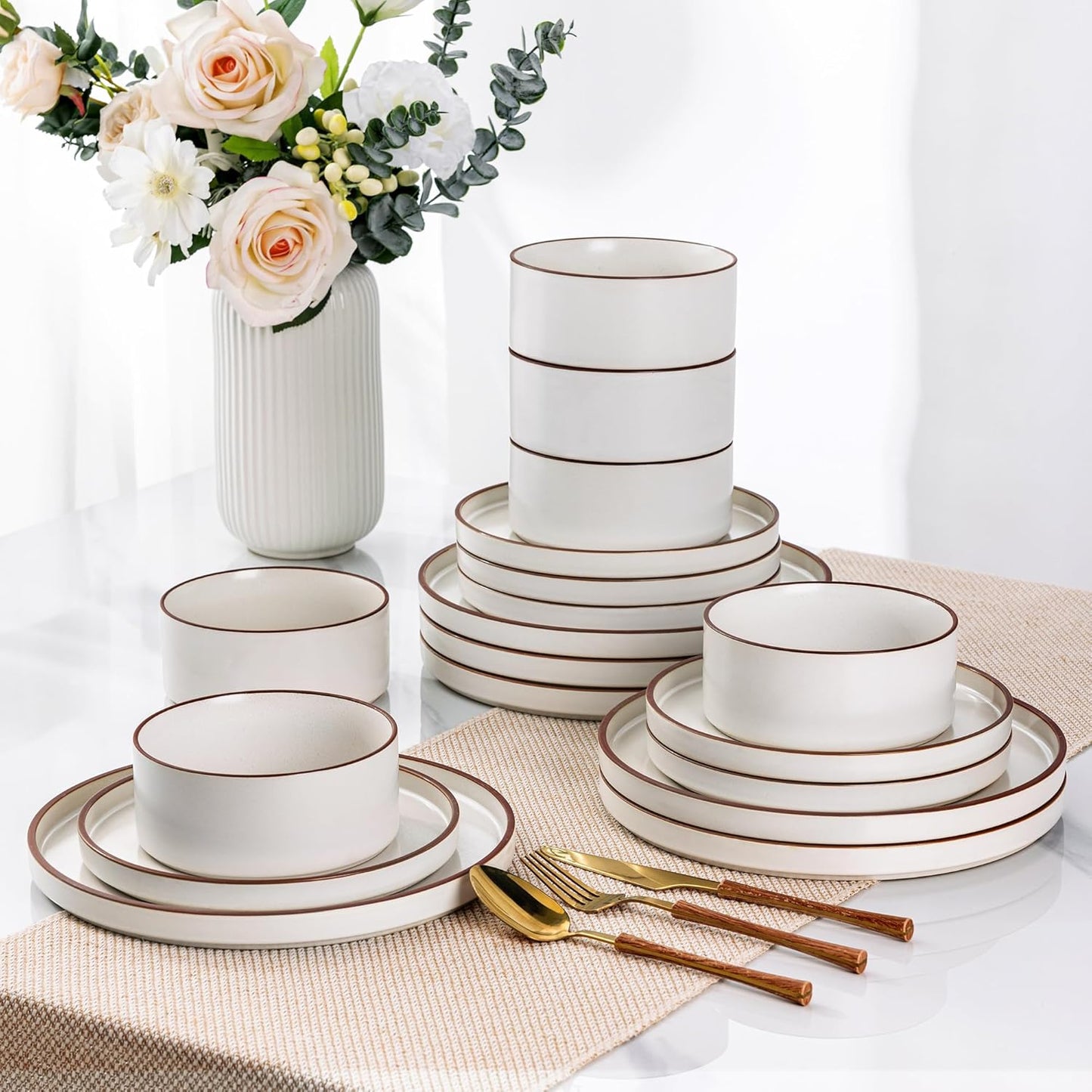 LERATIO Ceramic Dinnerware Set for 6 - Stylish and Durable