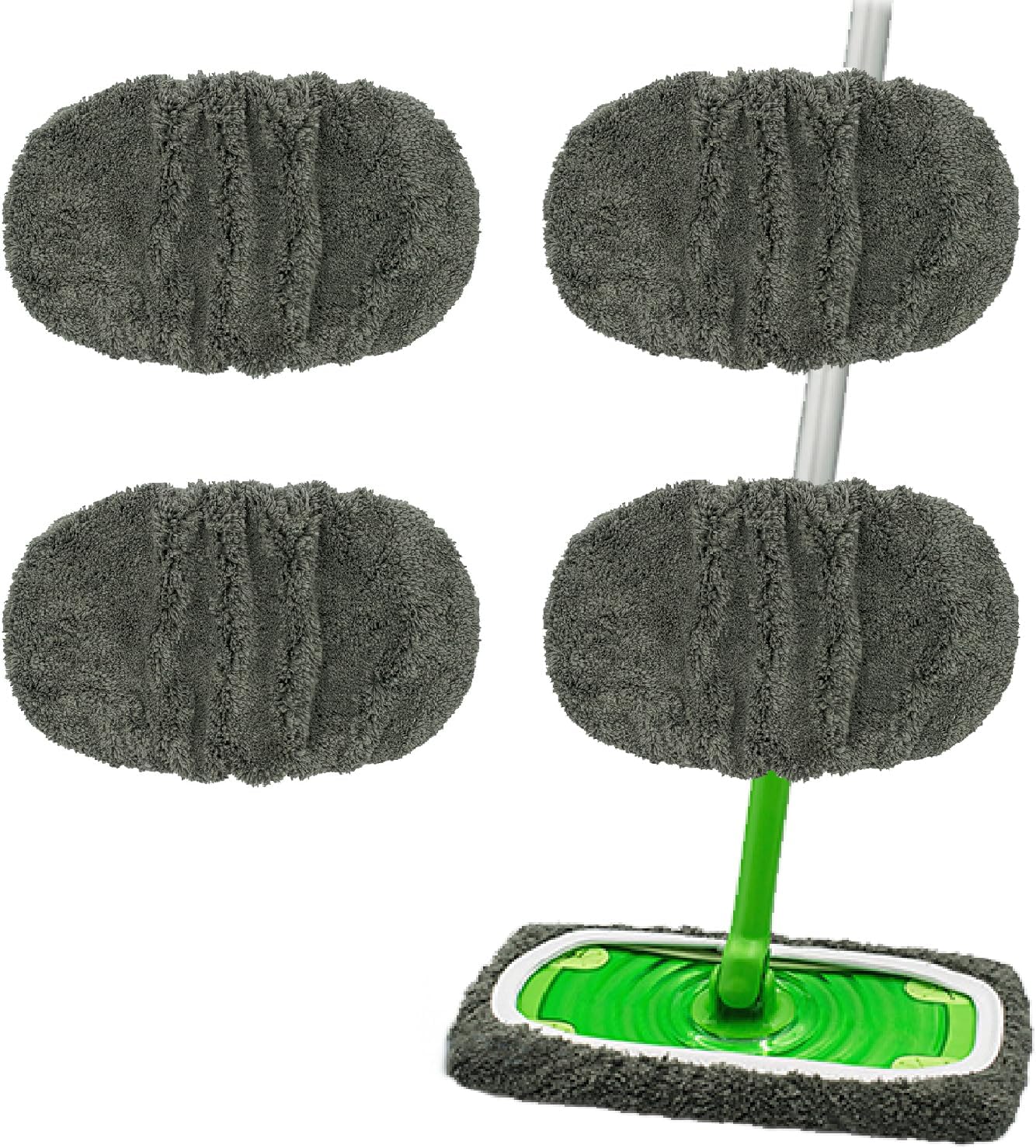 Febsow Reusable Microfiber Mop Pads - Wet & Dry Cleaning - 4 Pack