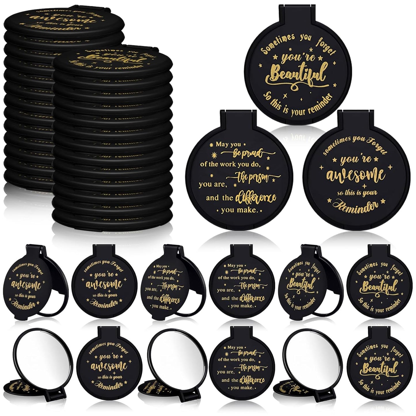 Inspirational Mini Compact Mirror Set for Women - 100 Pcs