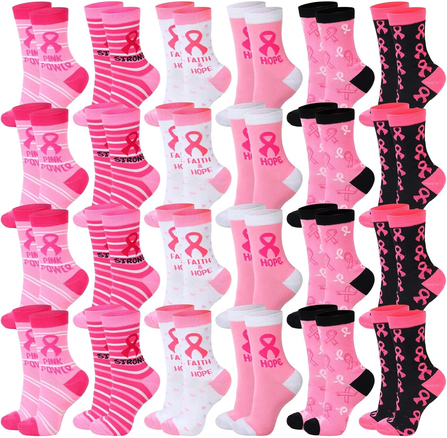 Hercicy Breast Cancer Awareness Socks Bulk Soft Pink Ribbon Gifts