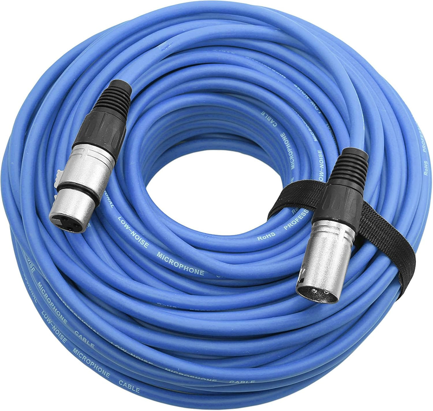 Premium Male to Female 3 Pin XLR Mic Cable - 100 FT Long Blue