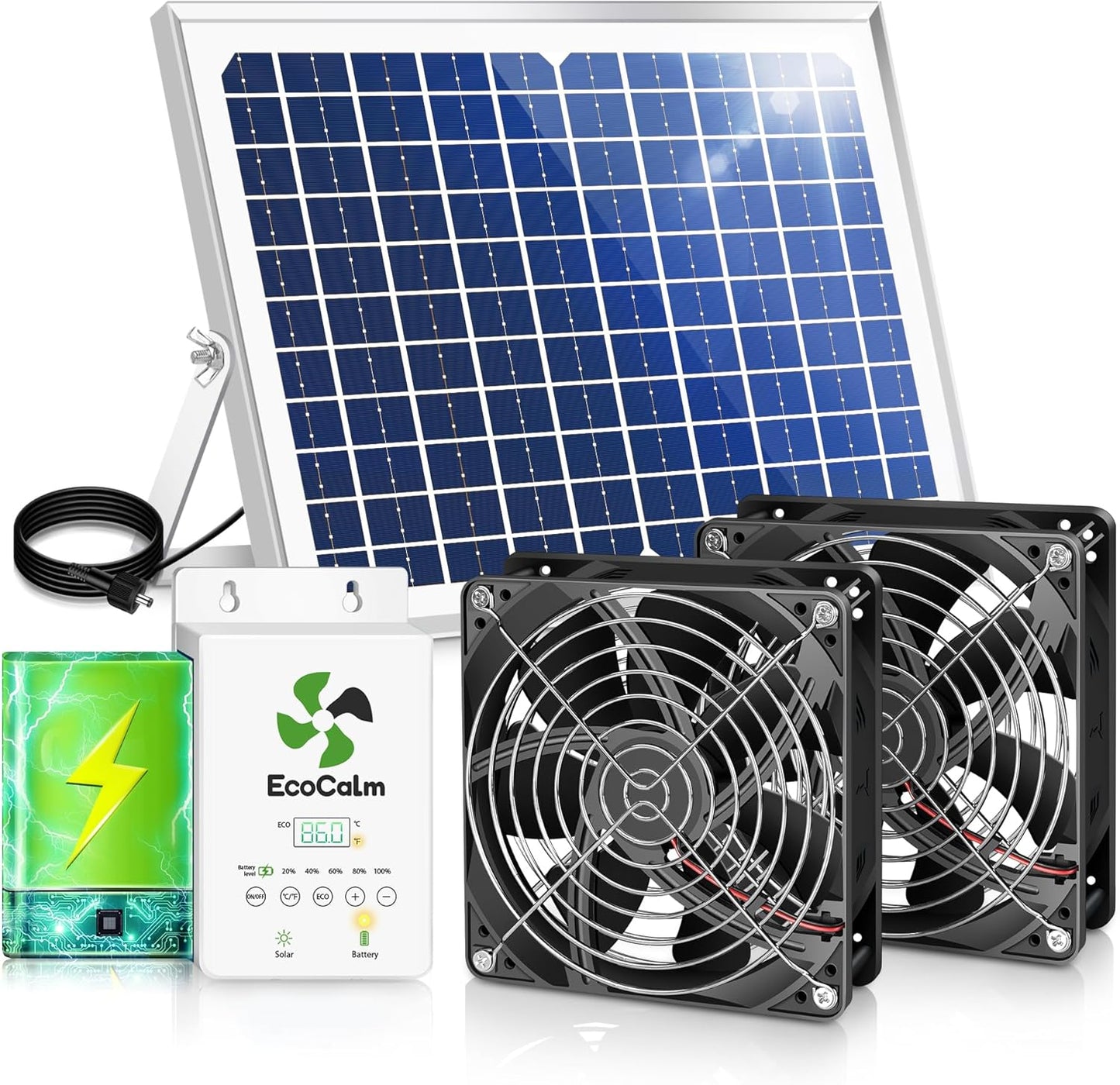 Solar Exhaust Fan for Chicken Coop with Adjustable Thermostat