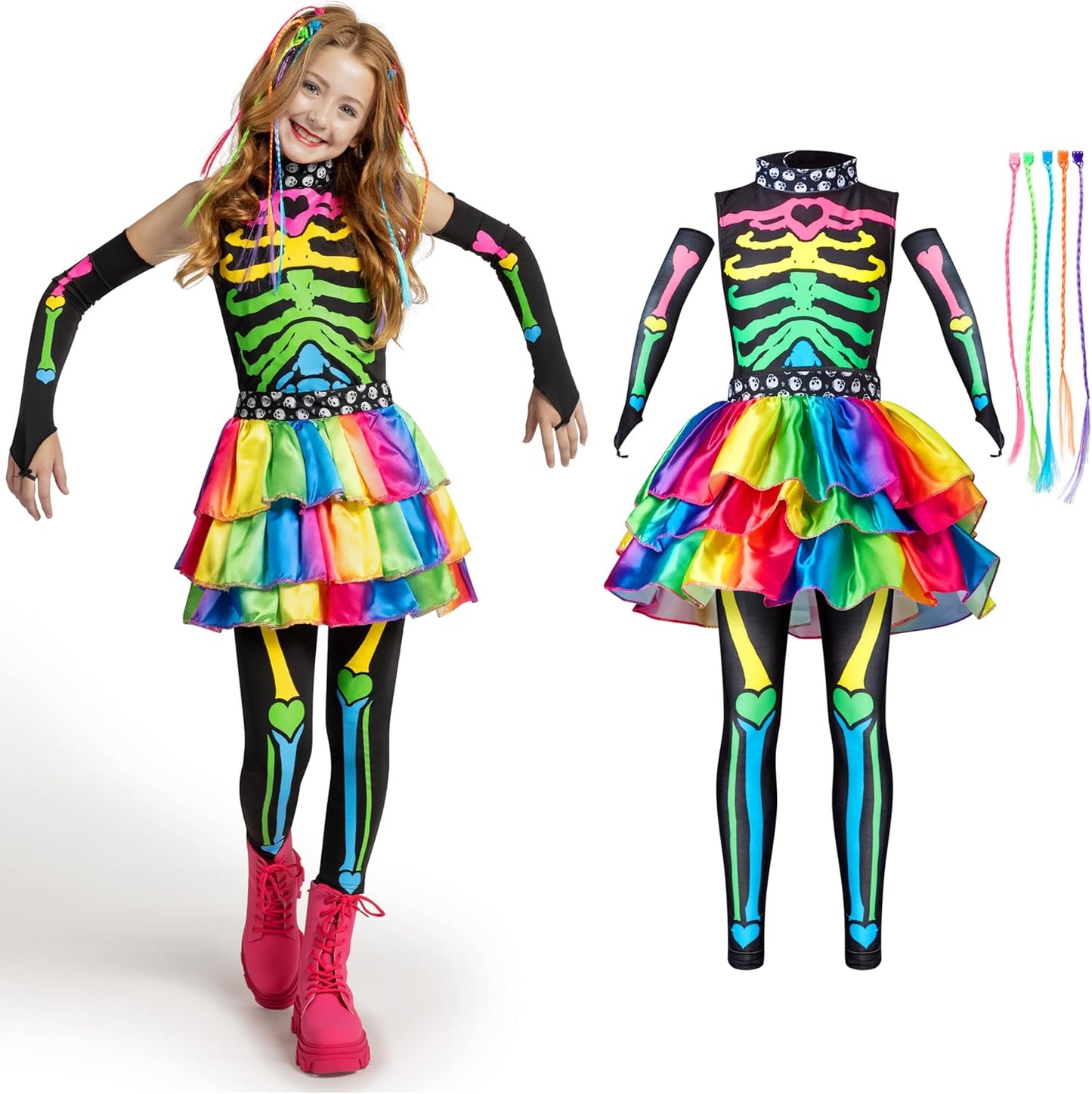 Funky Punky Bone Skeleton Deluxe Costume for Kids and Girls