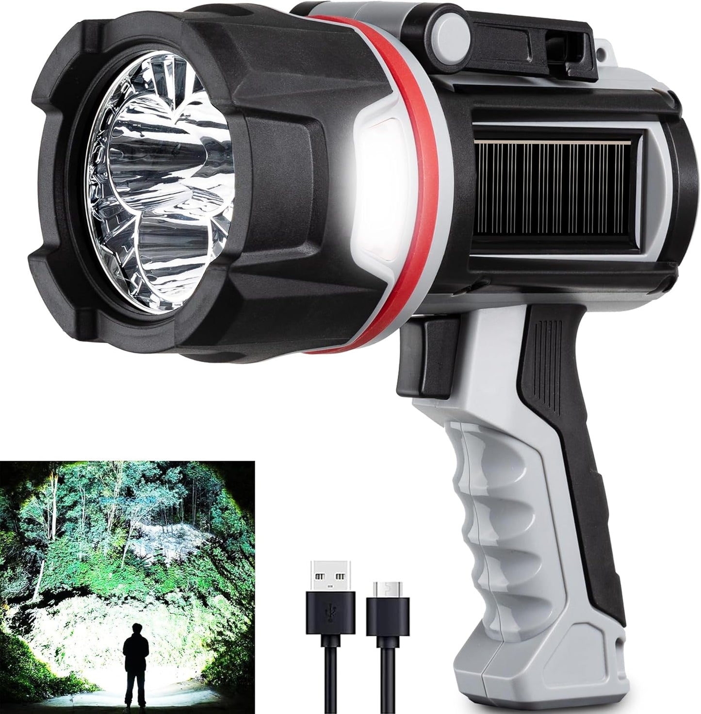 Rechargeable Spotlight Flashlight with 2000 Lumens Brightness
