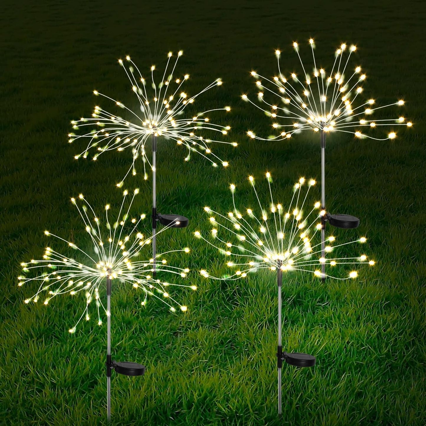 FOOING Solar Garden Lights - 4 Pcs Twinkling Firework Lights
