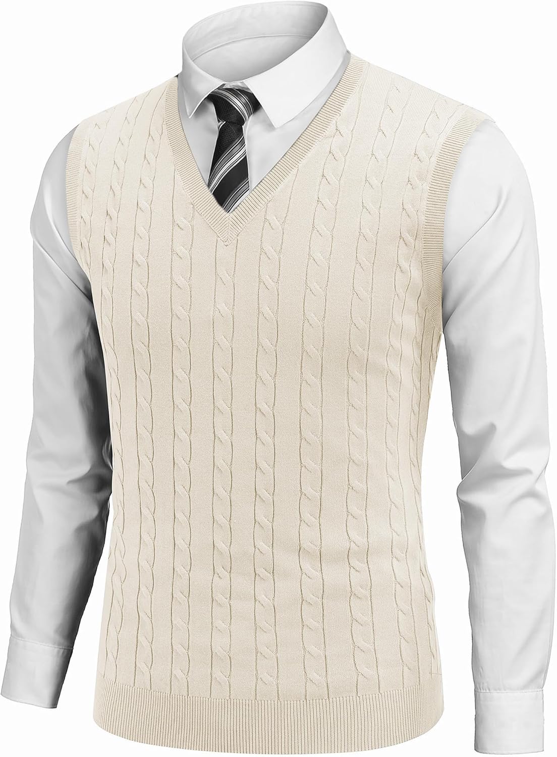 COOFANDY Men's Sweater Vest - Stylish V Neck Slim Fit Pullover