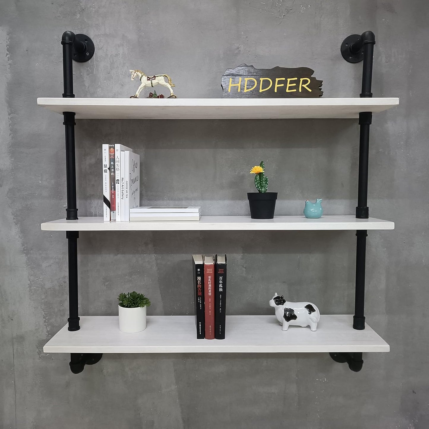 Industrial Pipe Shelving Rustic White Pipe Wall Shelves 30 Inch