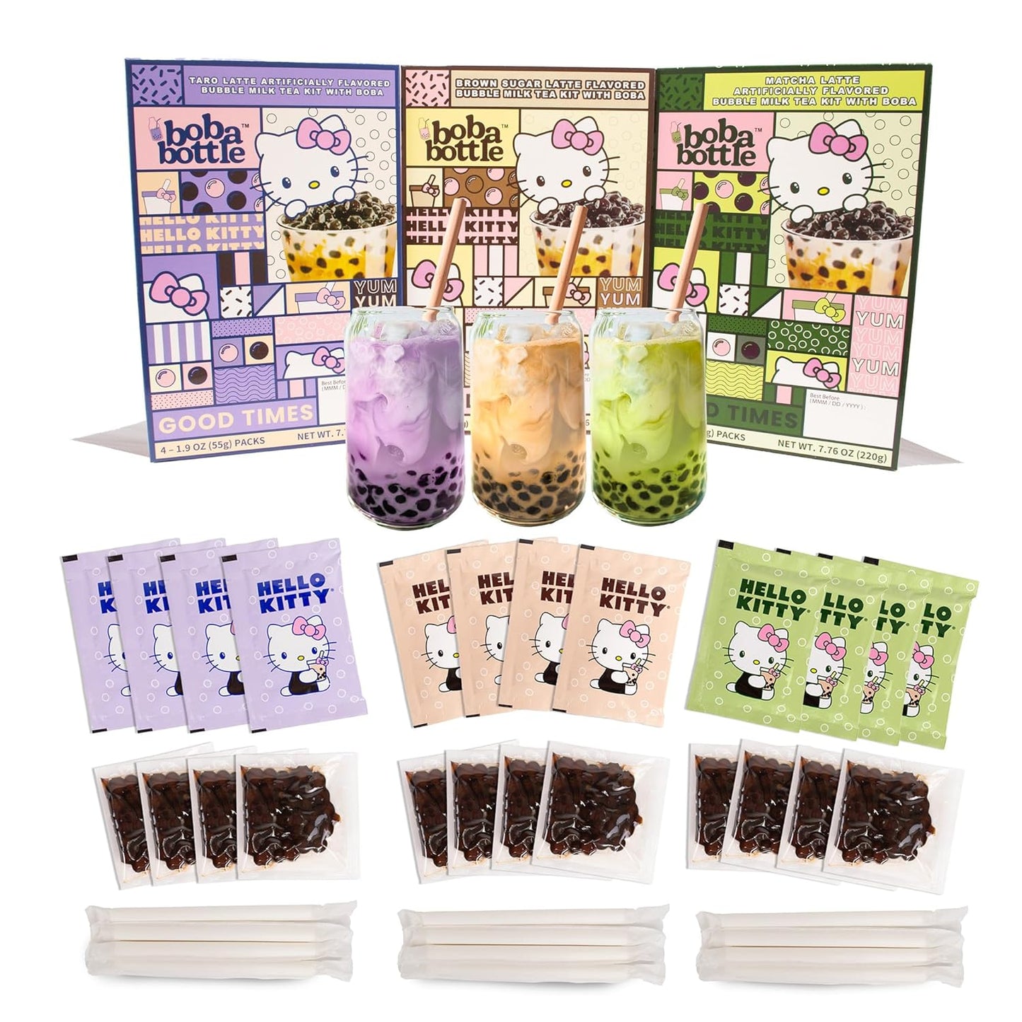 Hello Kitty Instant Boba Milk Tea Variety Kit for Sweet Treats