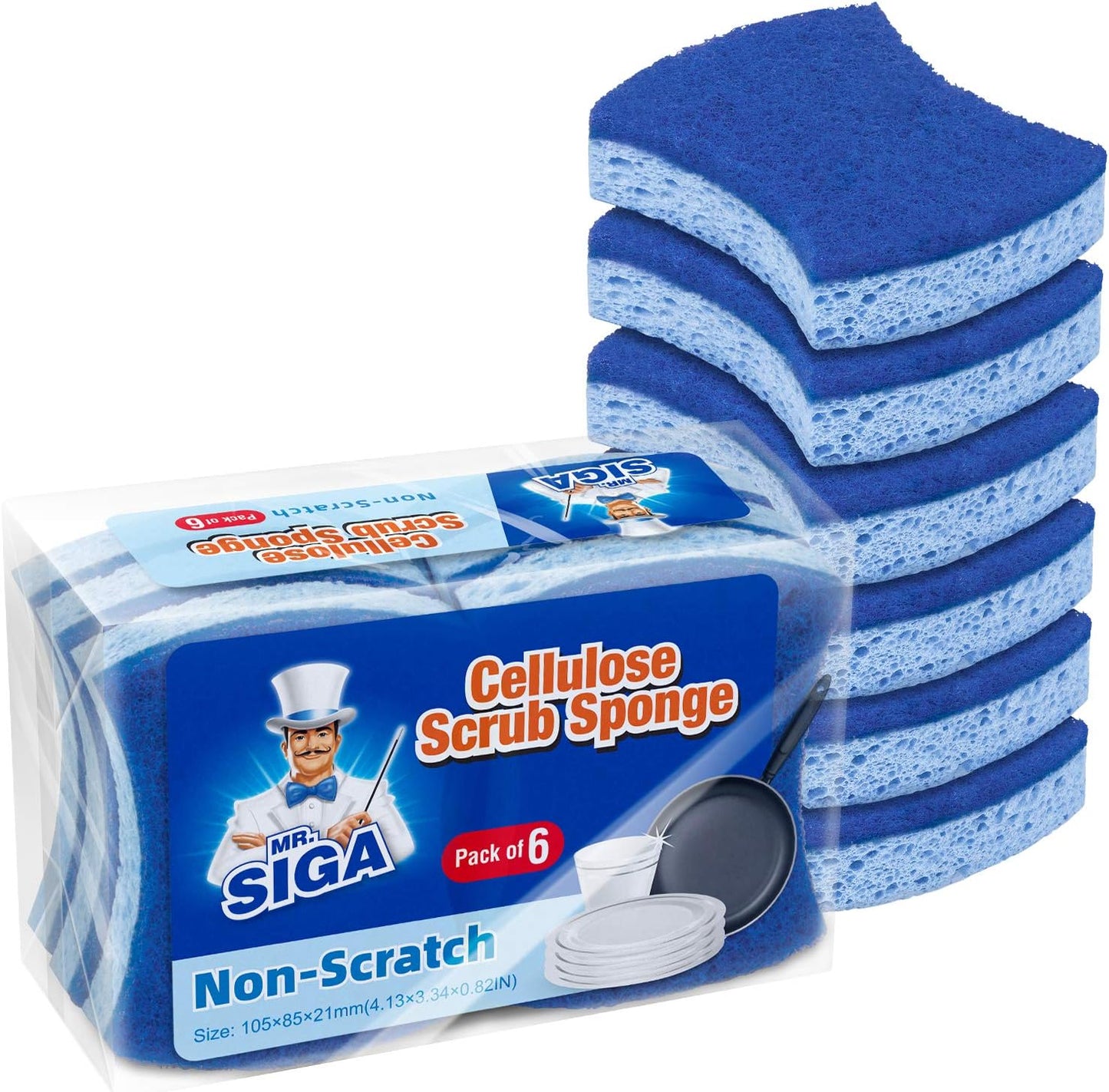 Non-Scratch Dual-Sided Kitchen Sponge, 12 Pack