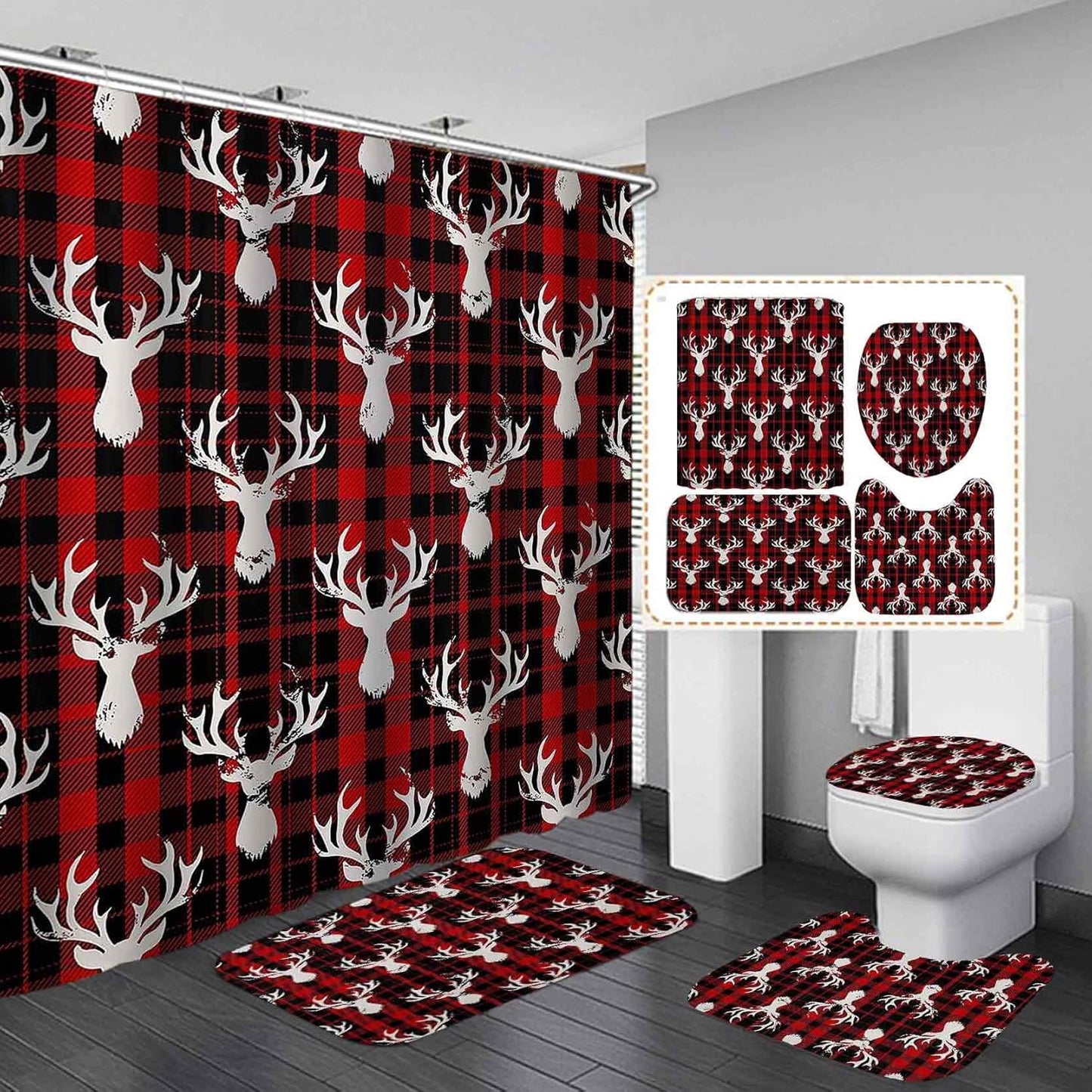 Rustic Christmas Shower Set, Deer Antler Design
