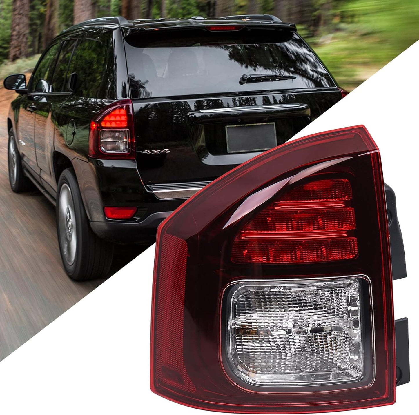 Huray Left Tail Light for Jeep Compass 2014-2017 - Quality Replacement
