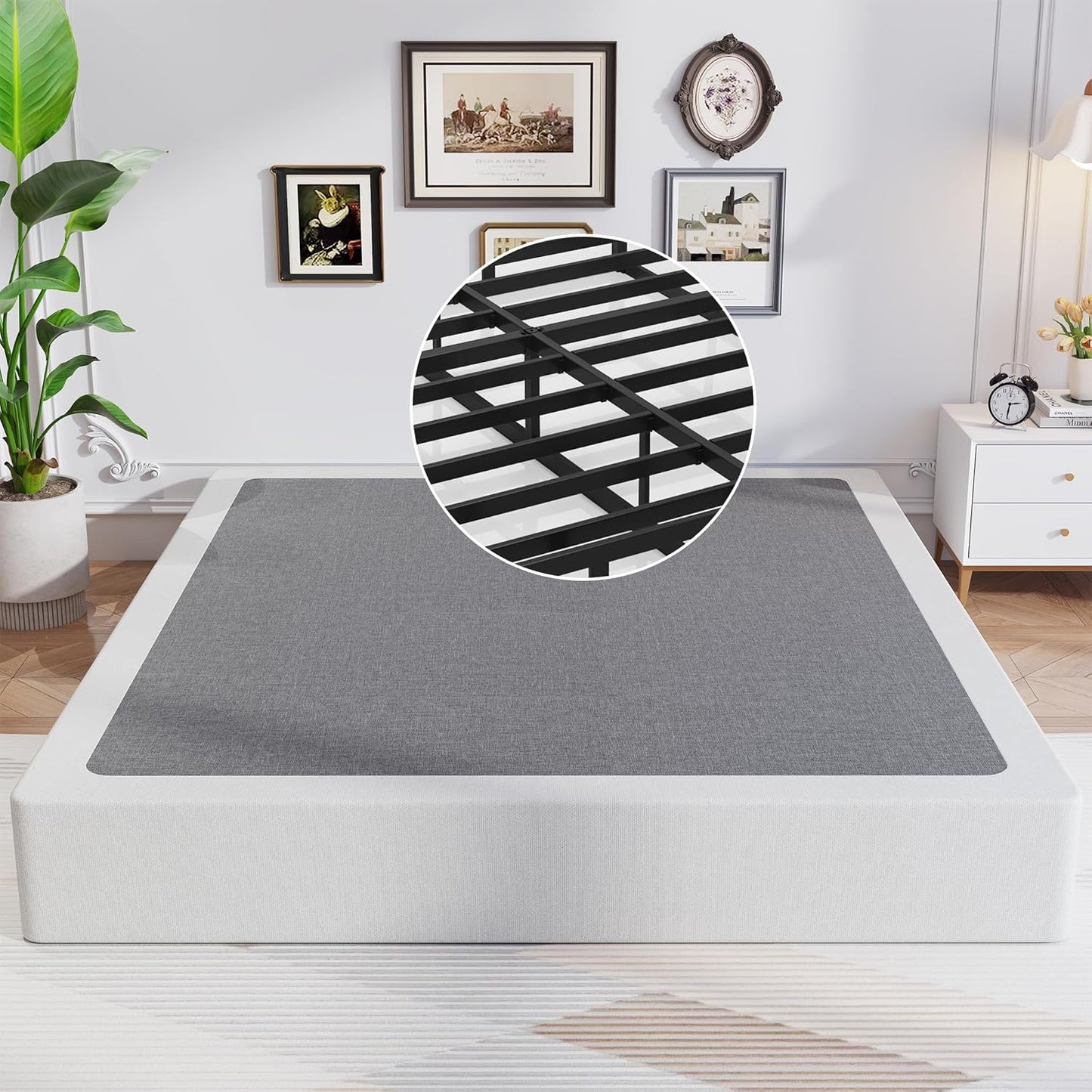 Full Size Box Spring with Heavy Duty Metal Frame for Comfort