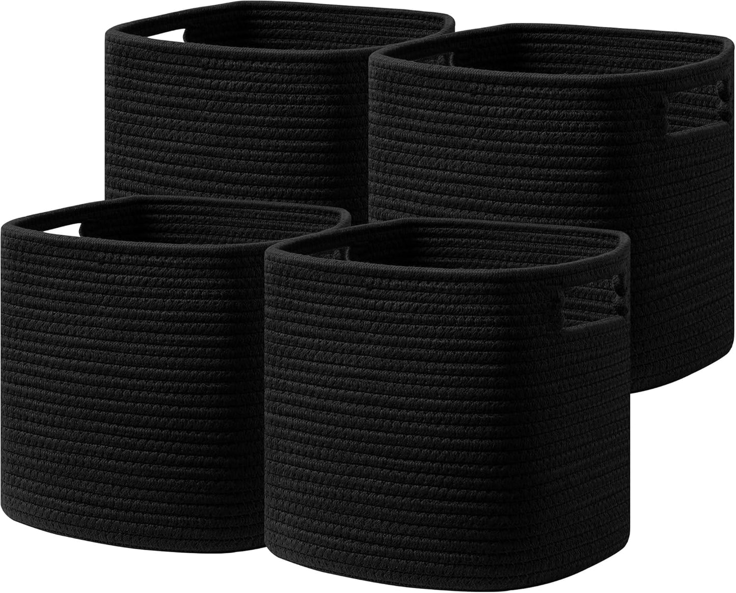 Storage Basket Set of 4 - Stylish Cotton Rope Bins for Organizing