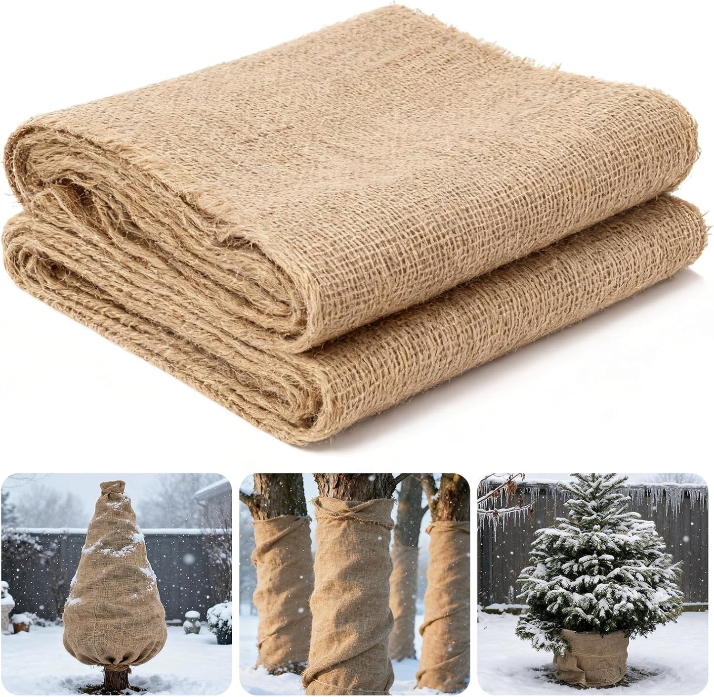 50ft x 40in Natural Burlap Plant Covers for Winter Protection
