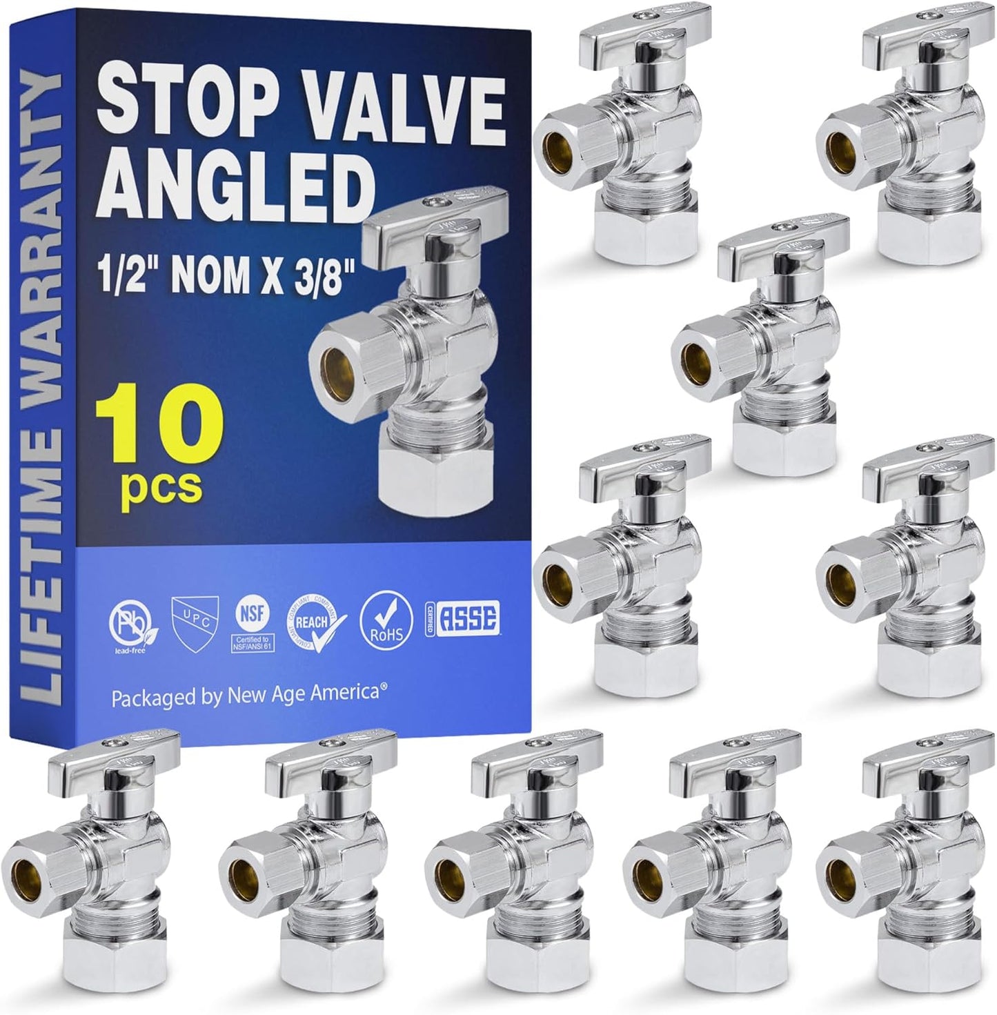 New Age America Angle Stop Valve with AquaFlow 360 Technology