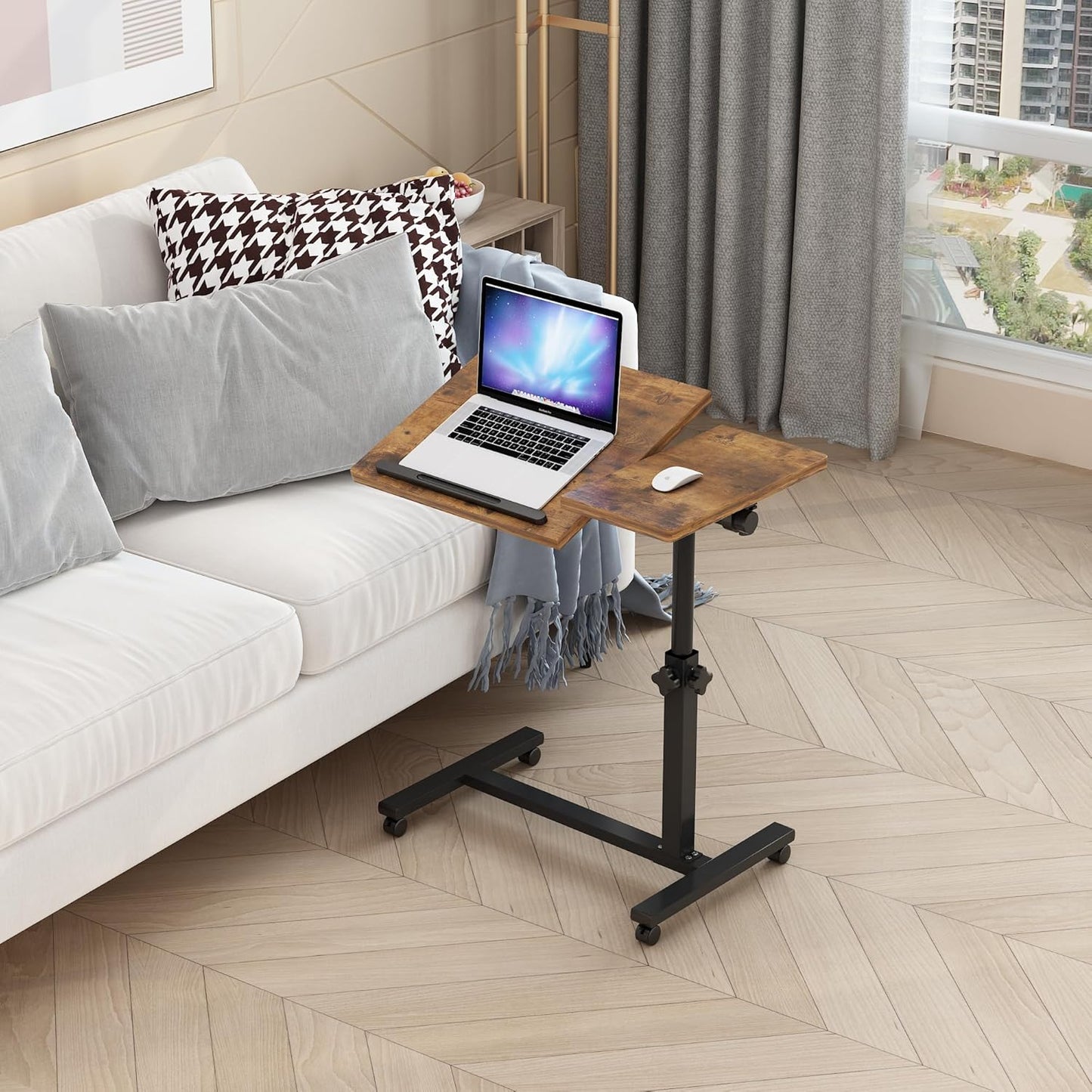 TigerDad Overbed Desk Mobile Rolling Laptop Stand for Comfort