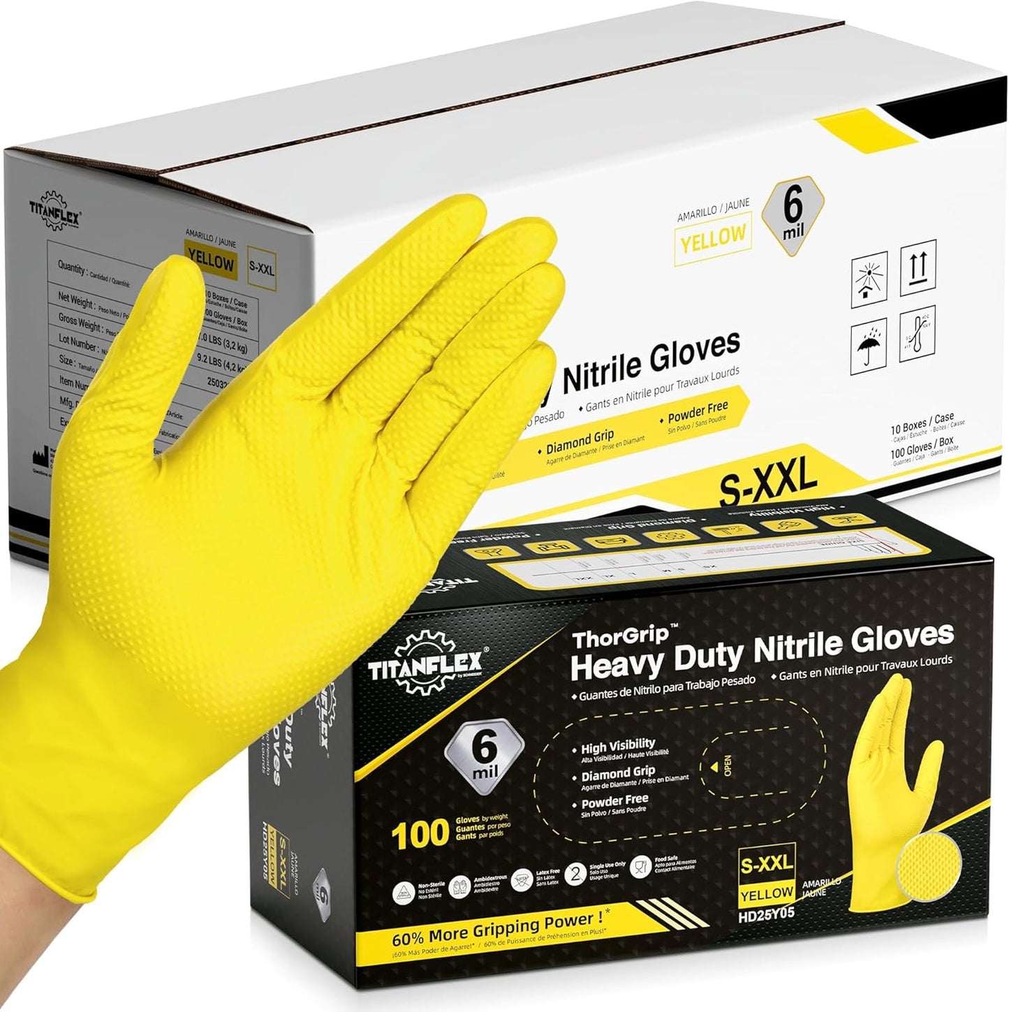 TitanFlex Heavy Duty Nitrile Gloves for Mechanics and More