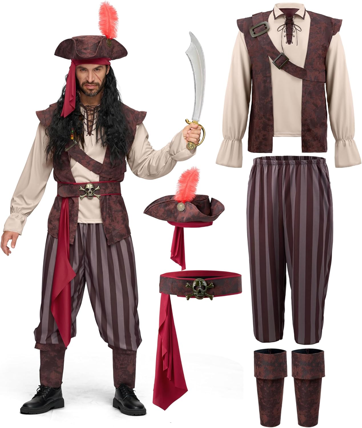 Caribbean Pirate Costume for Men - Perfect for Halloween Fun