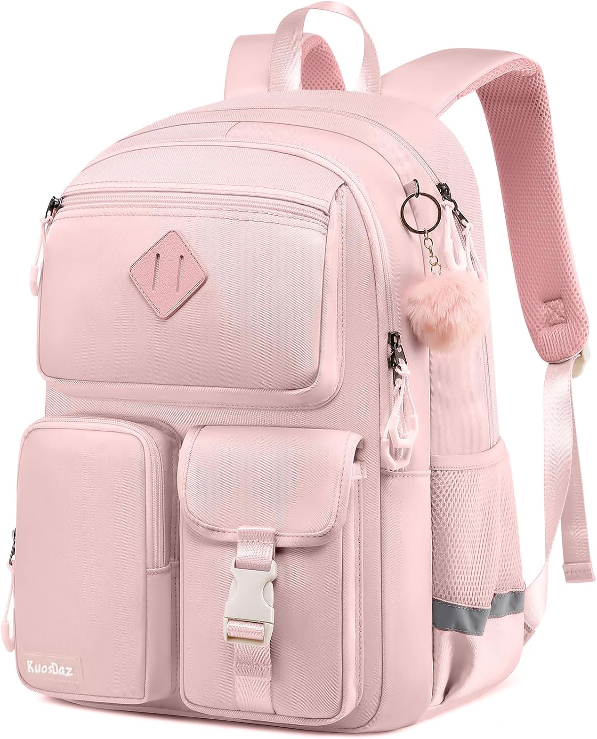 Cute College Backpack for Teen Girls, Stylish Pink Bookbag
