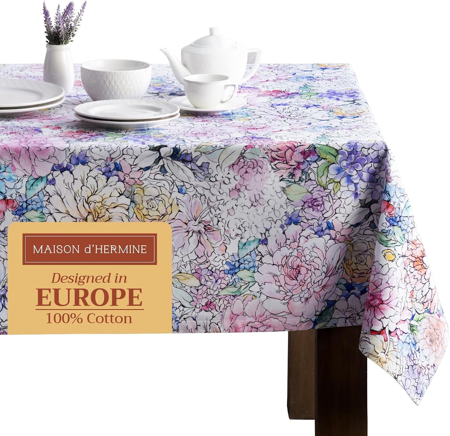 Elegant 100% Cotton Table Cloth for Dining Room and Parties