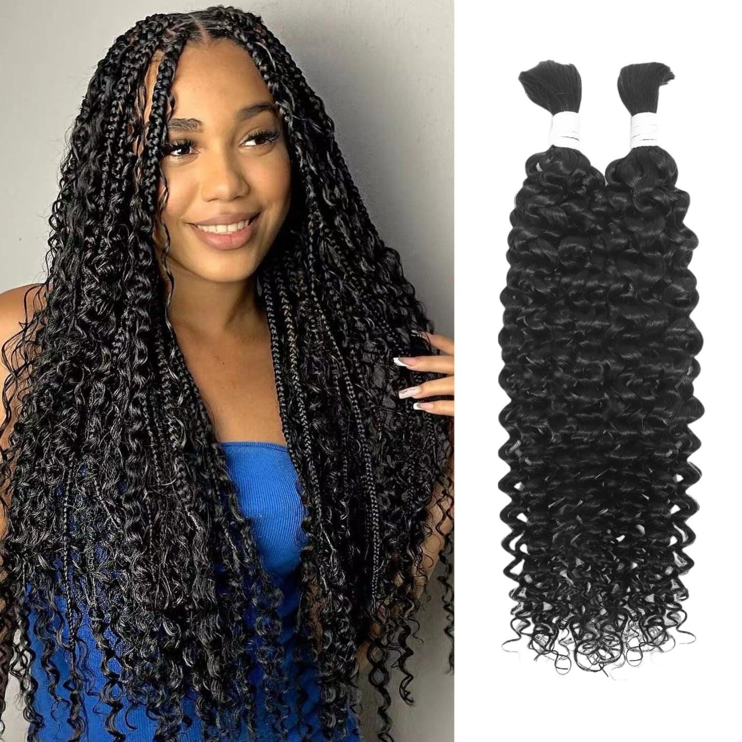 Human Braiding Hair for Boho Braids 18Inch Water Wave Style