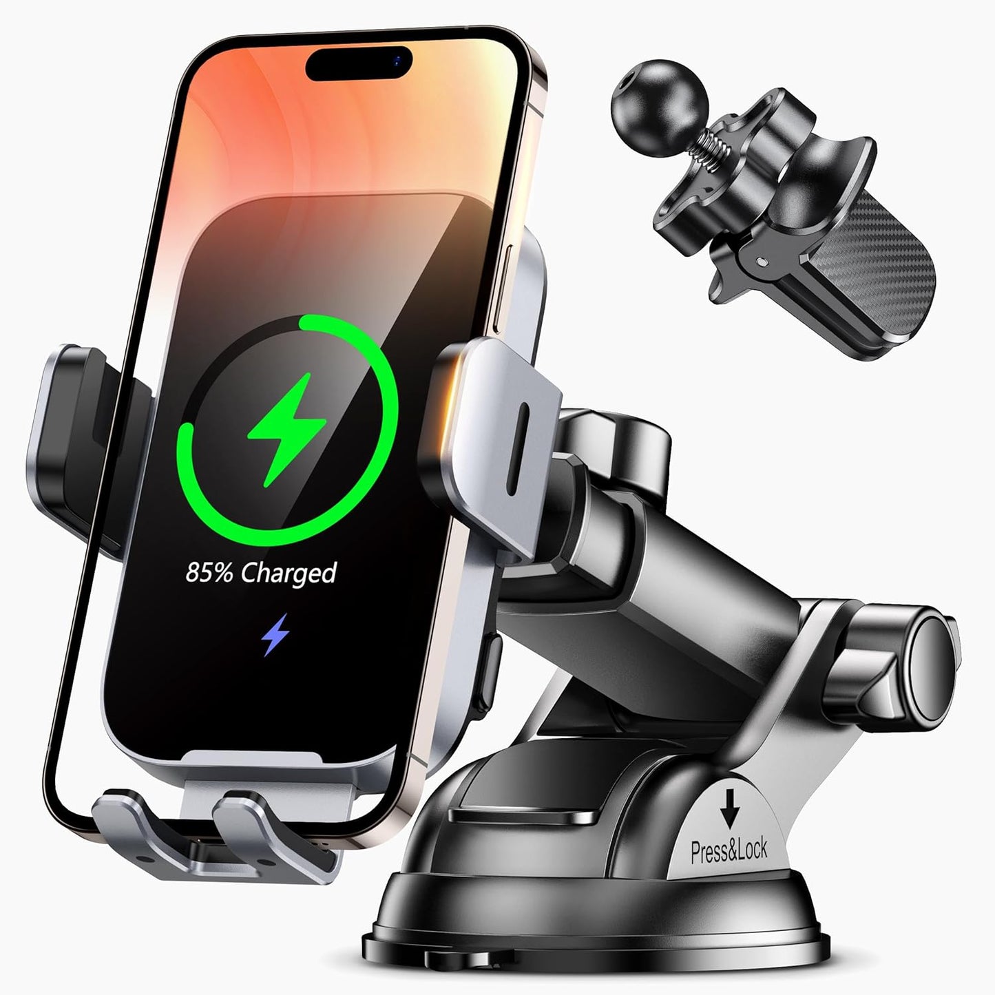 15W Fast Wireless Car Charger Mount - Auto Clamping