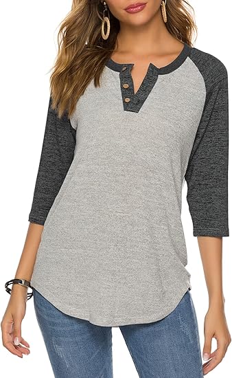 HOCOSIT Women's Raglan Round Neck Summer Tops for Comfort