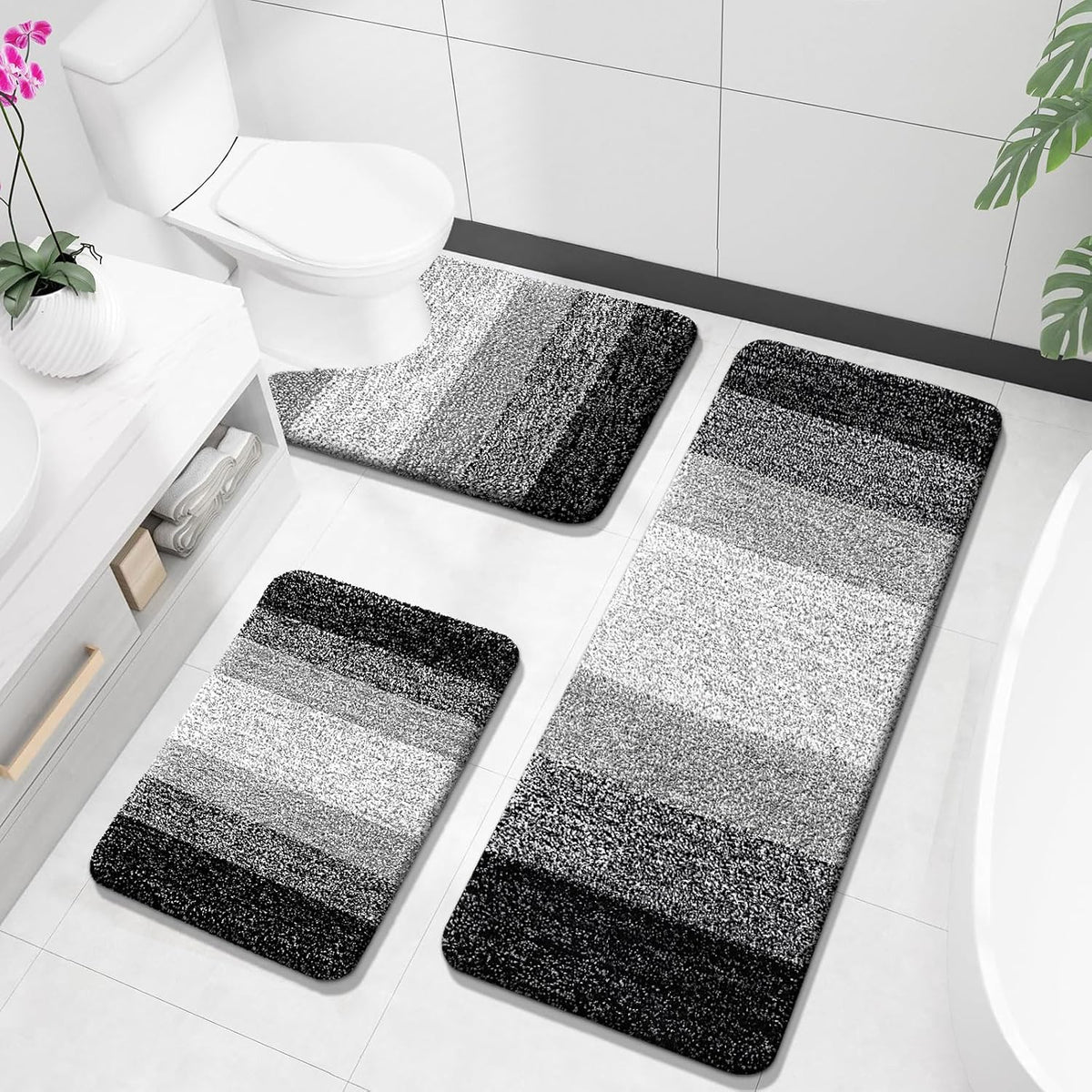 OLANLY Bathroom Rugs Sets 3 Piece for Soft Absorbent Comfort