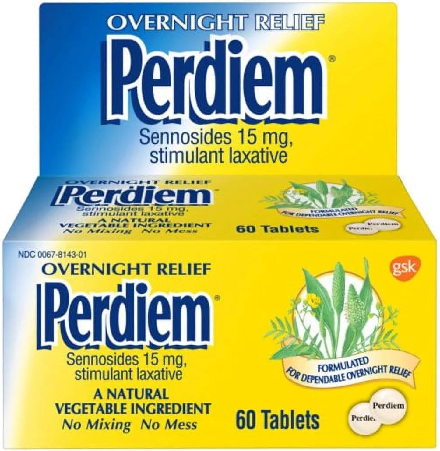Perdiem Sennosides Stimulant Laxative Pills for Overnight Relief