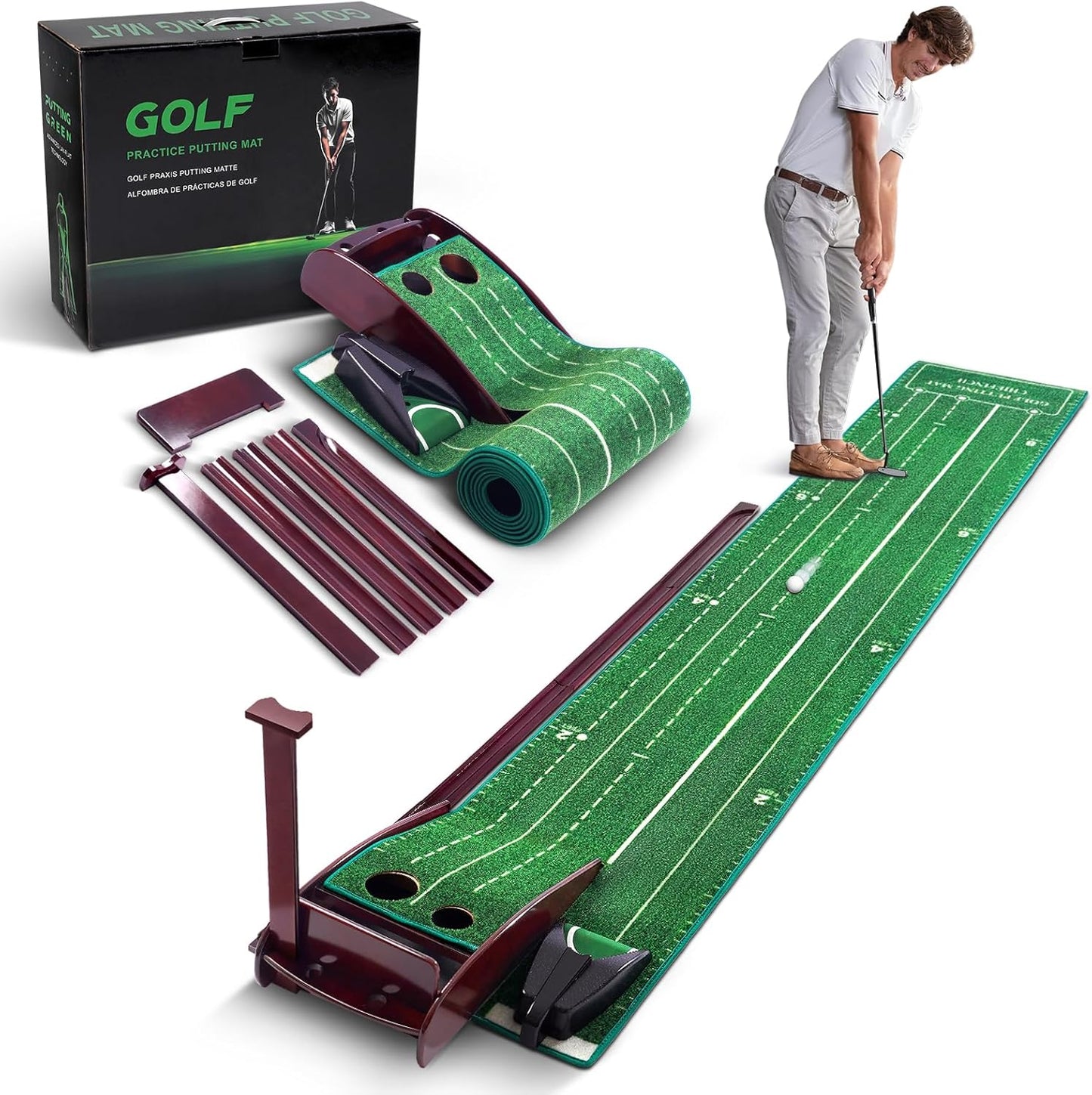 Putt like a Pro at Home! - 3-Track Putting Mat
