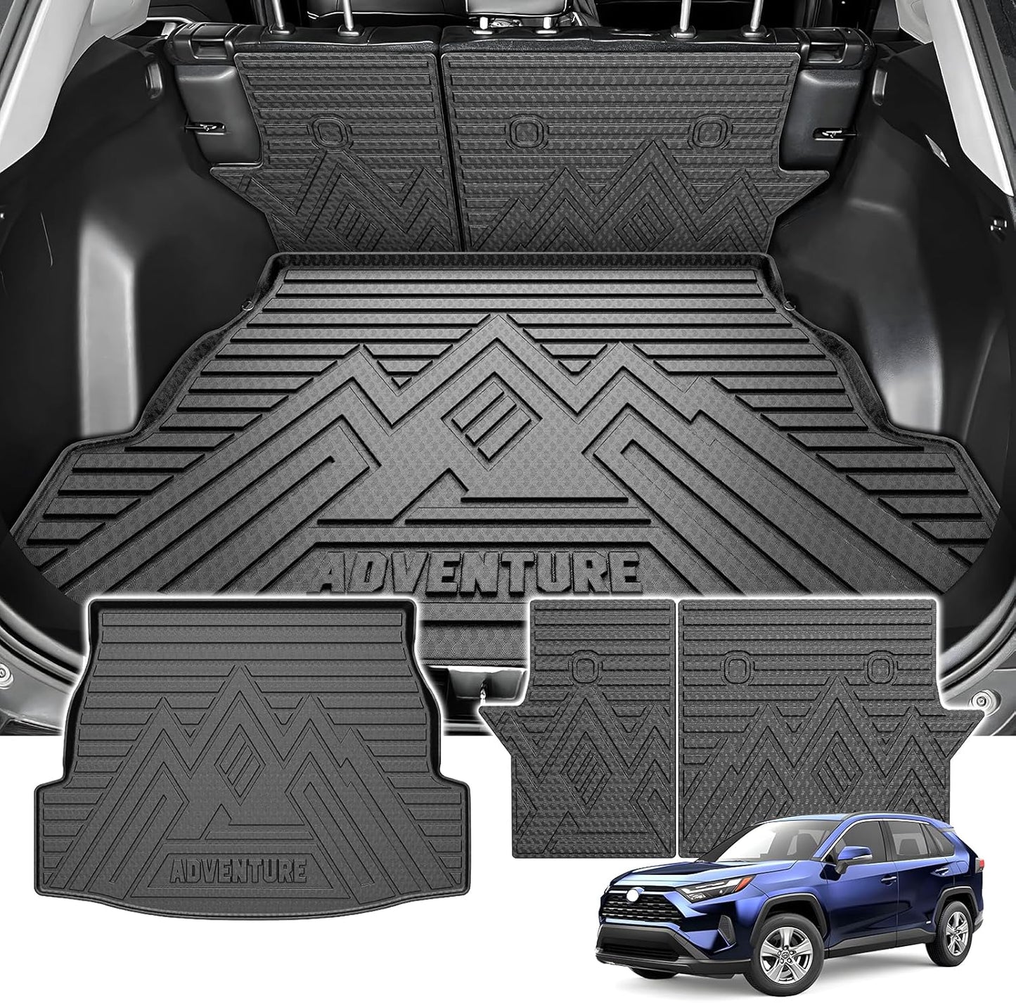 Powerty Cargo Mats with Backrest Mat for Toyota RAV4 2019-2025