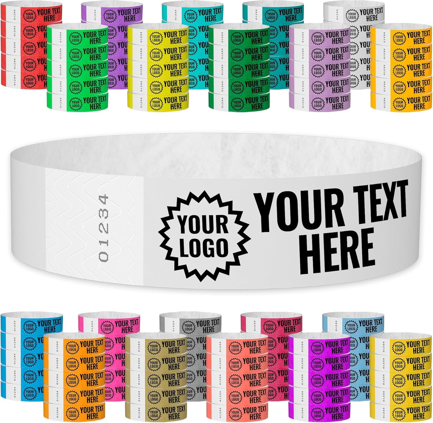 Custom Imprint Wristbands for Events - 500 Count Tyvek Bands