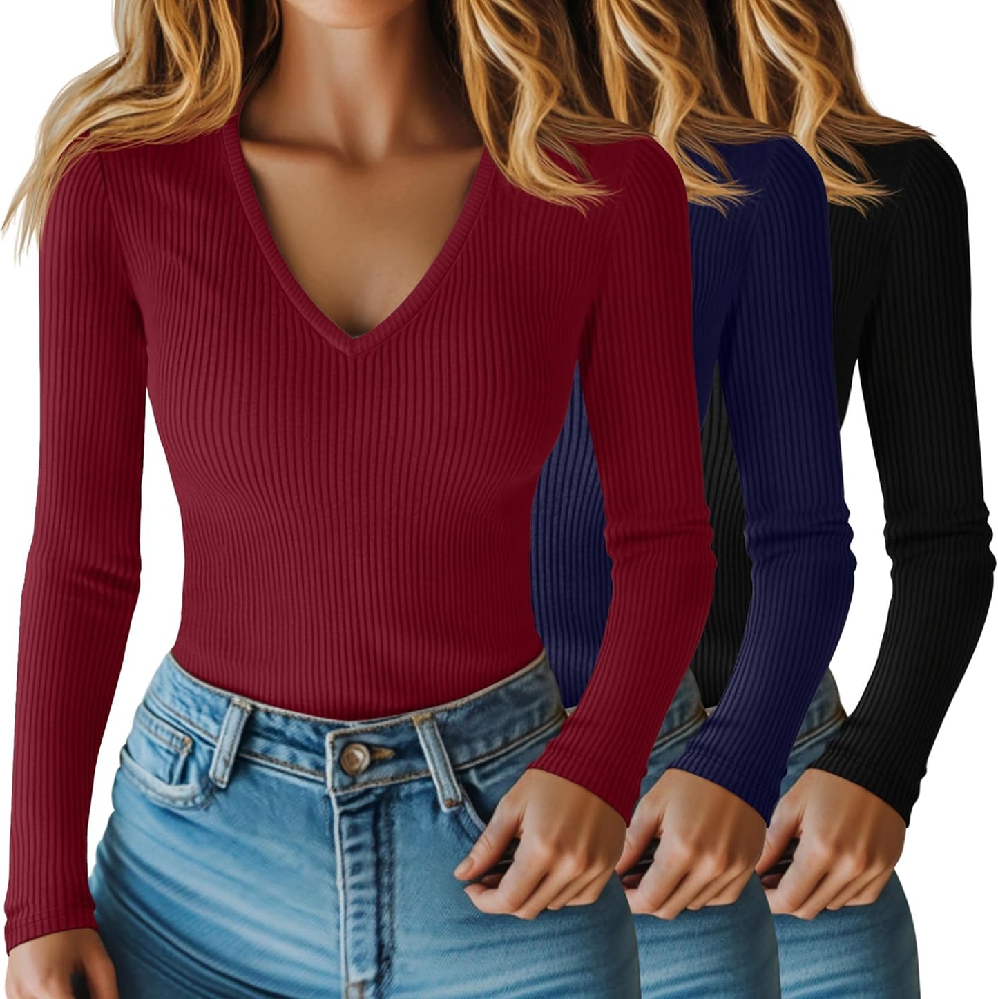 Riyiper 3 Pack Women Long Sleeve Shirts for Casual Style
