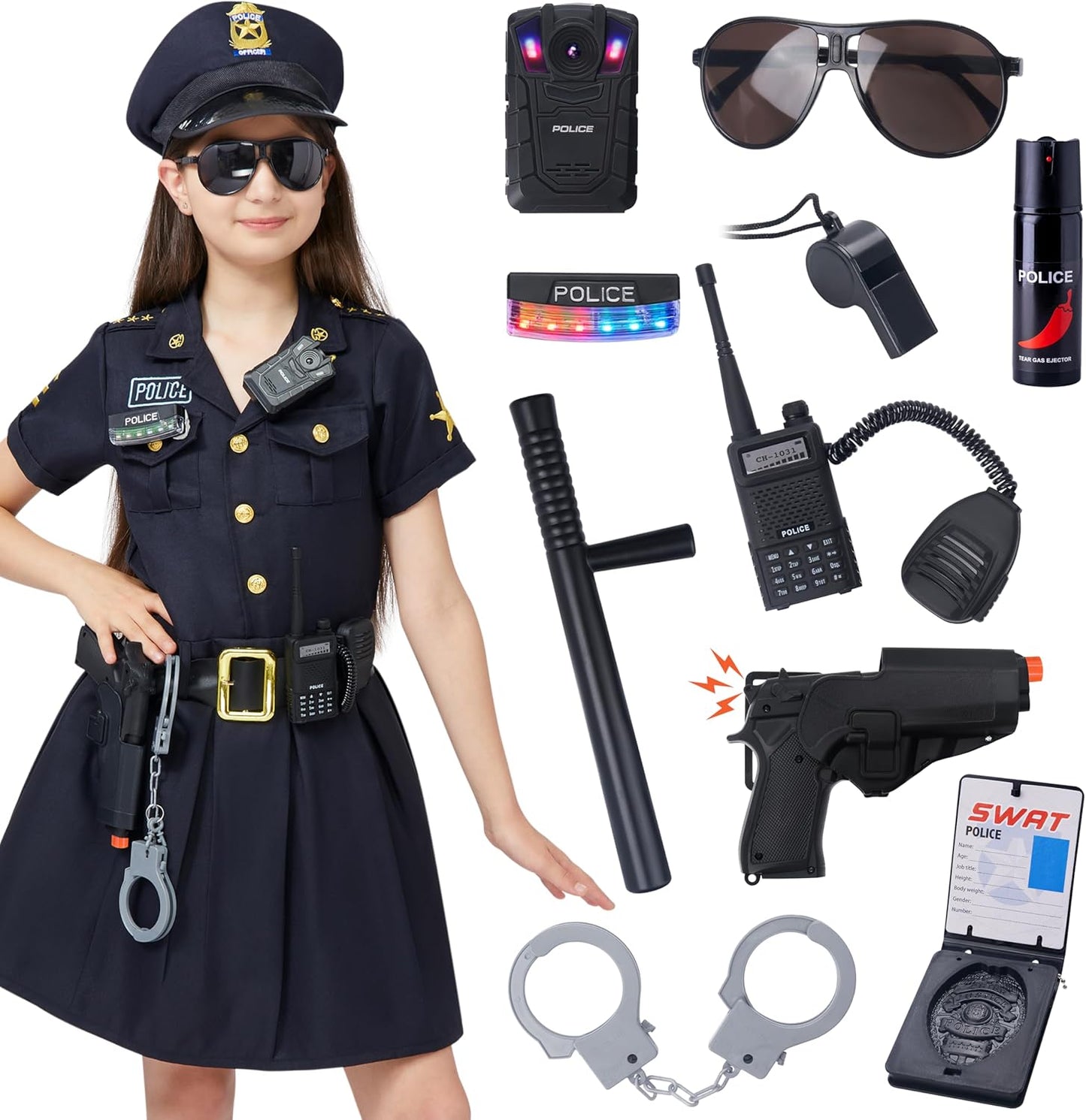 Spooktacular Creations 14PCS Girls Police Costume for Halloween