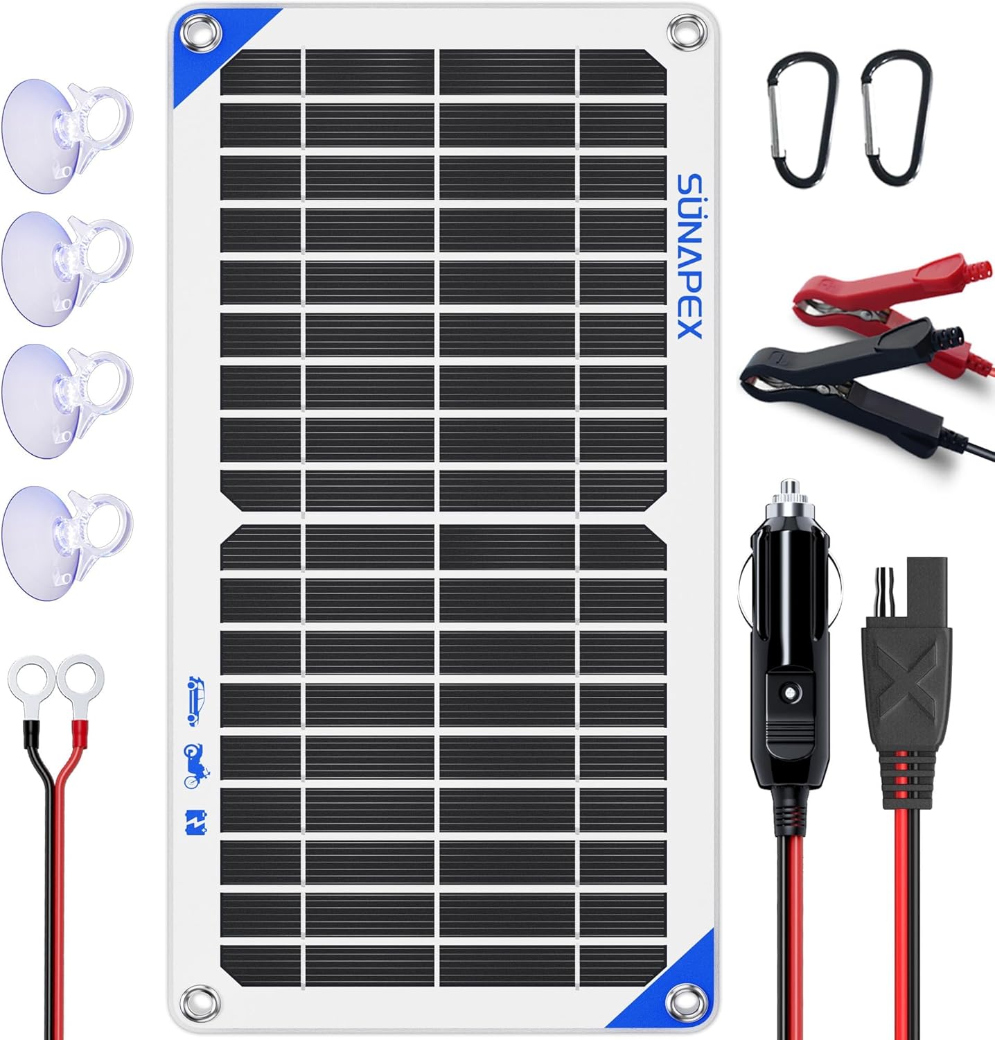 SUNAPEX 10W 12V Solar Battery Charger Maintainer for Vehicles