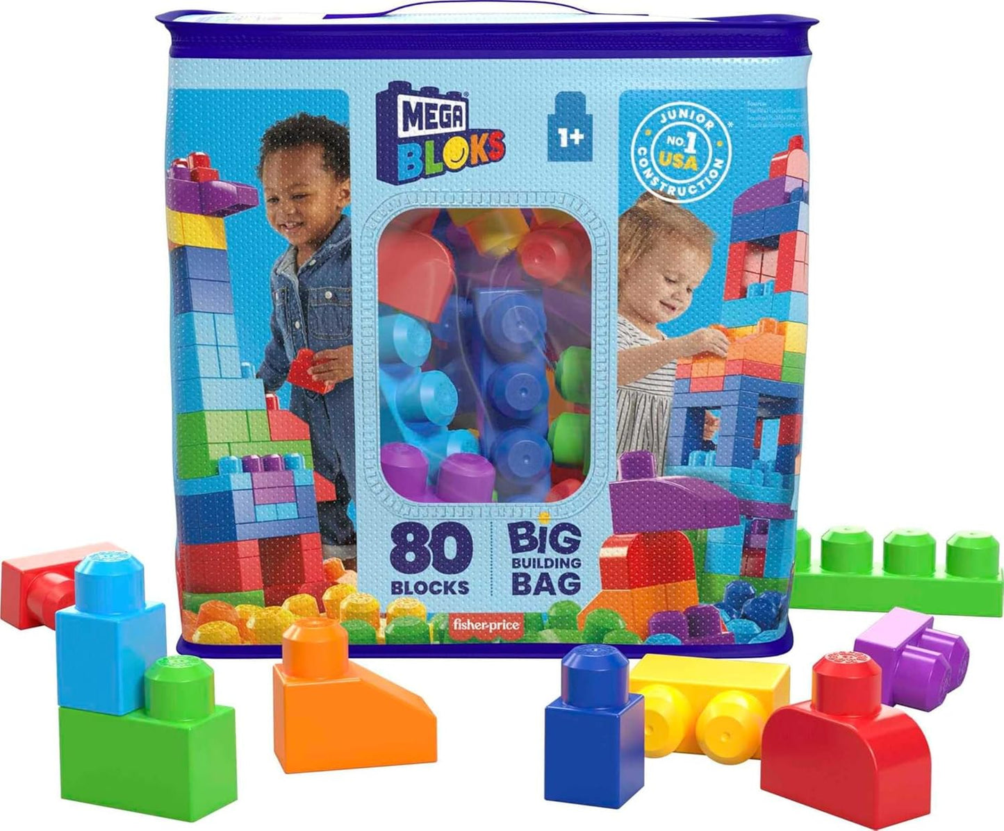 MEGA BLOKS First Builders 80pc Toddler Building Set - Blue Storage Bag