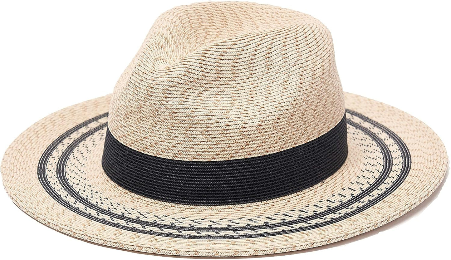 Pineapple&Star Sun Straw Fedora Beach Hat with UPF 50+ Protection