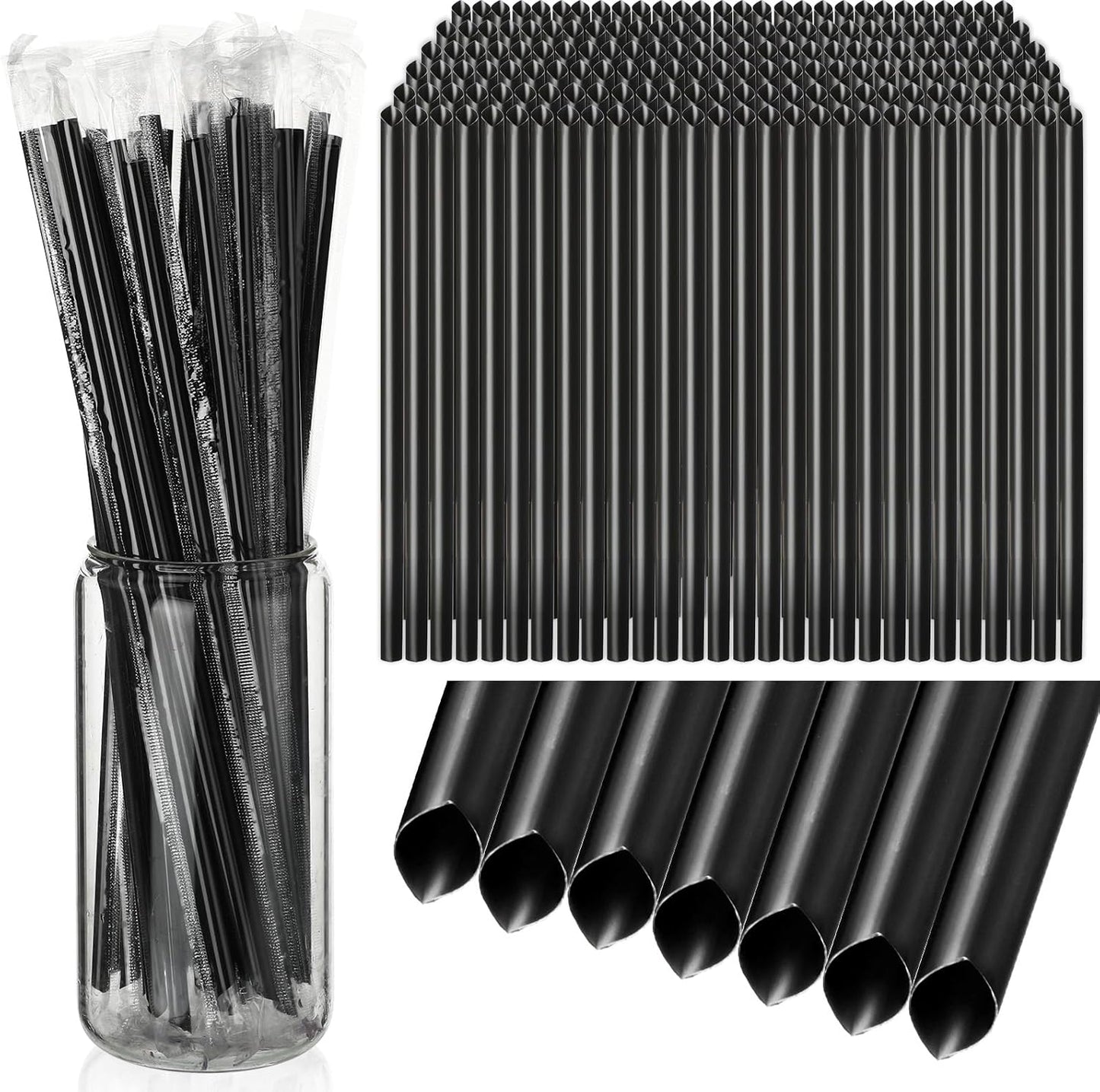 1500 Pcs Black Individually Wrapped Straws for Every Occasion