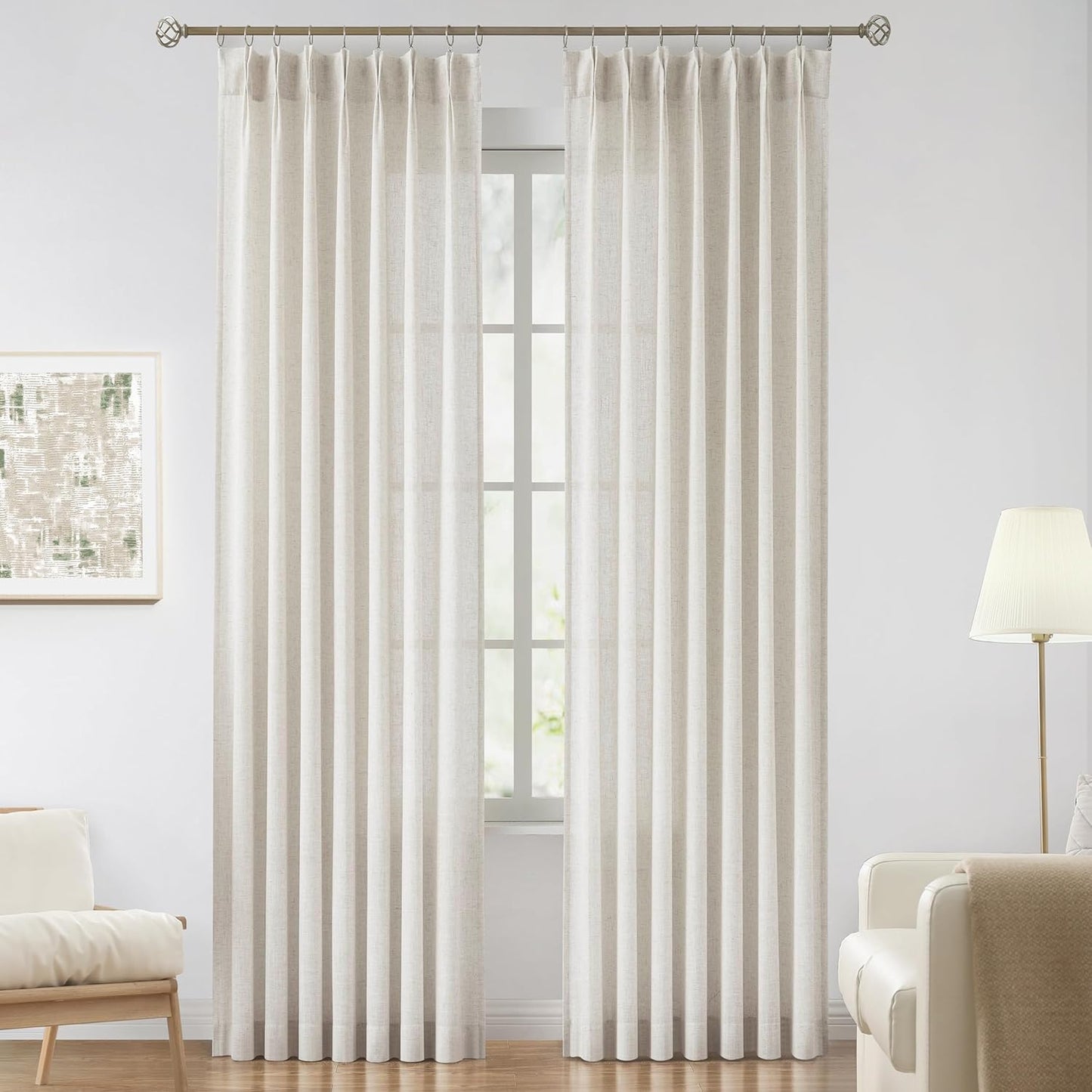 Natural Pinch Pleated Semi Sheer Curtains for Elegant Spaces