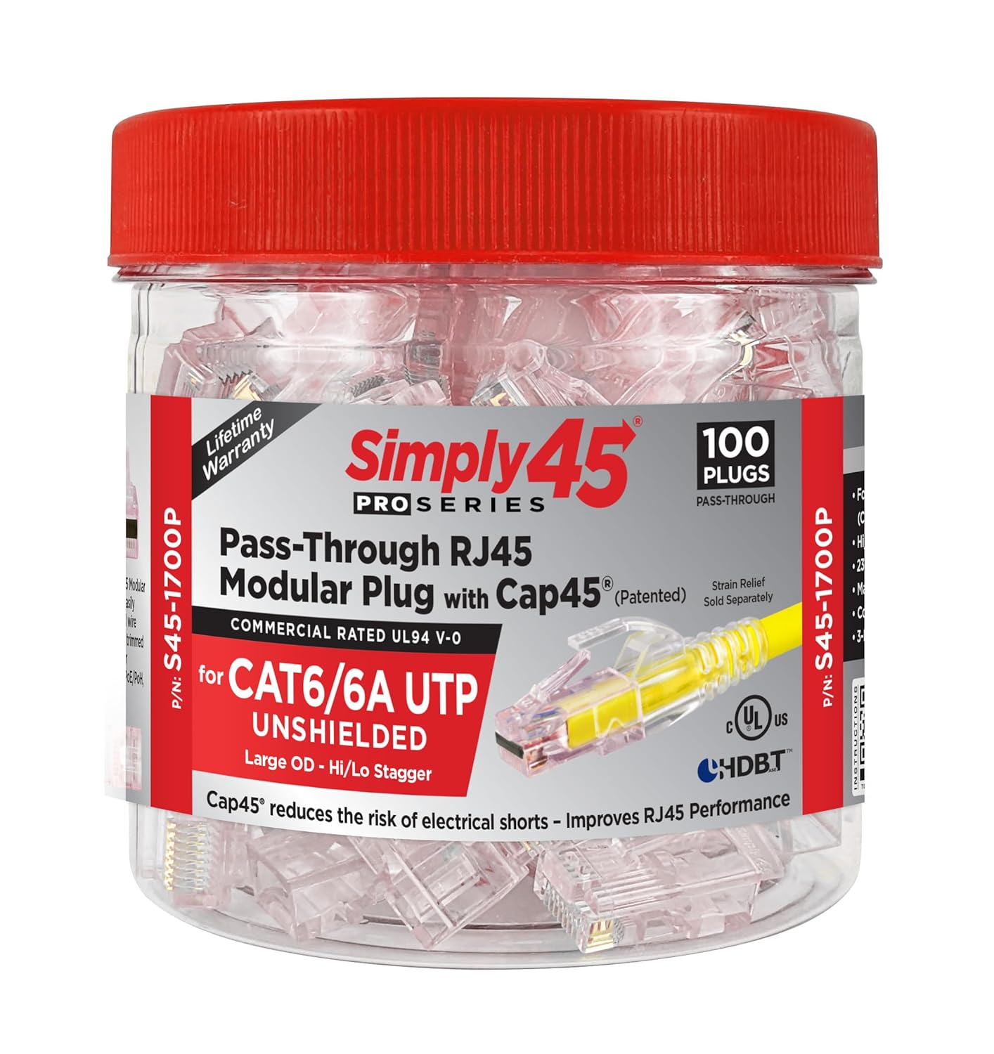 Simply45 ProSeries RJ45 Modular Plugs for 23AWG Solid Cables