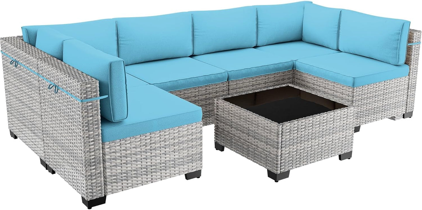 7-Piece Outdoor Sectional Furniture Set with Thick Cushions