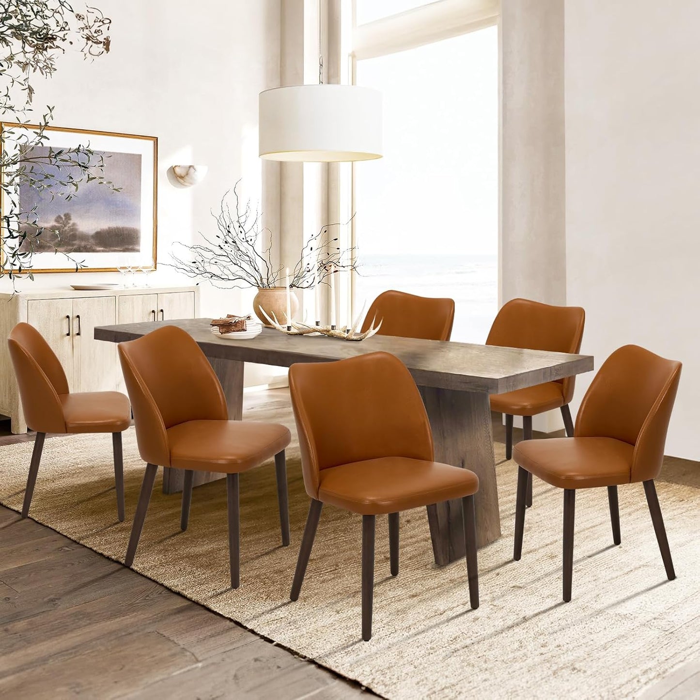 Modern PU Leather Dining Chairs Set of 6 for Dining Room