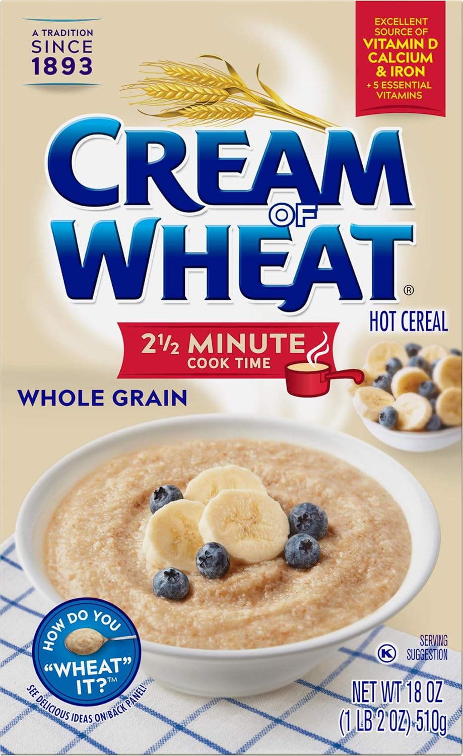 Cream of Wheat Whole Grain Hot Cereal for Quick Nutrition