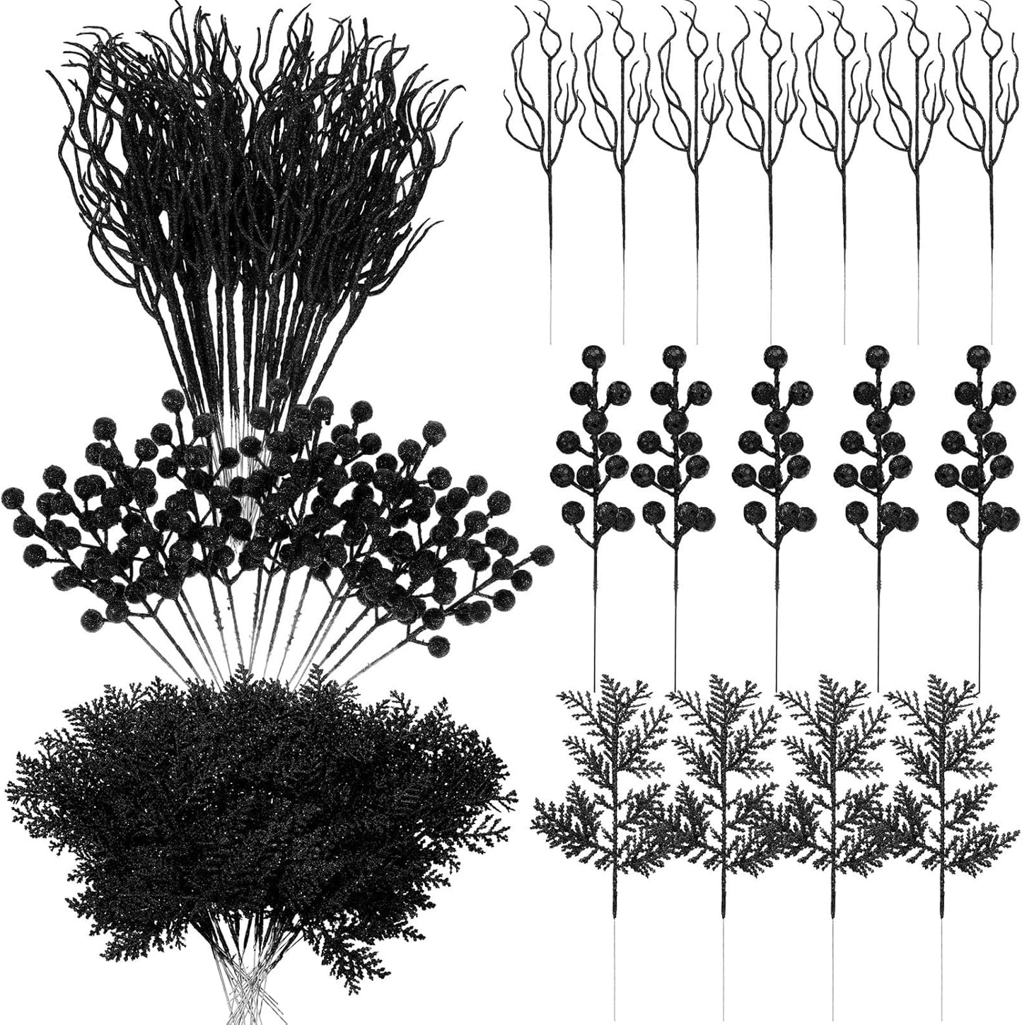 75 Pcs Christmas Glitter Branches for Festive Decor Needs