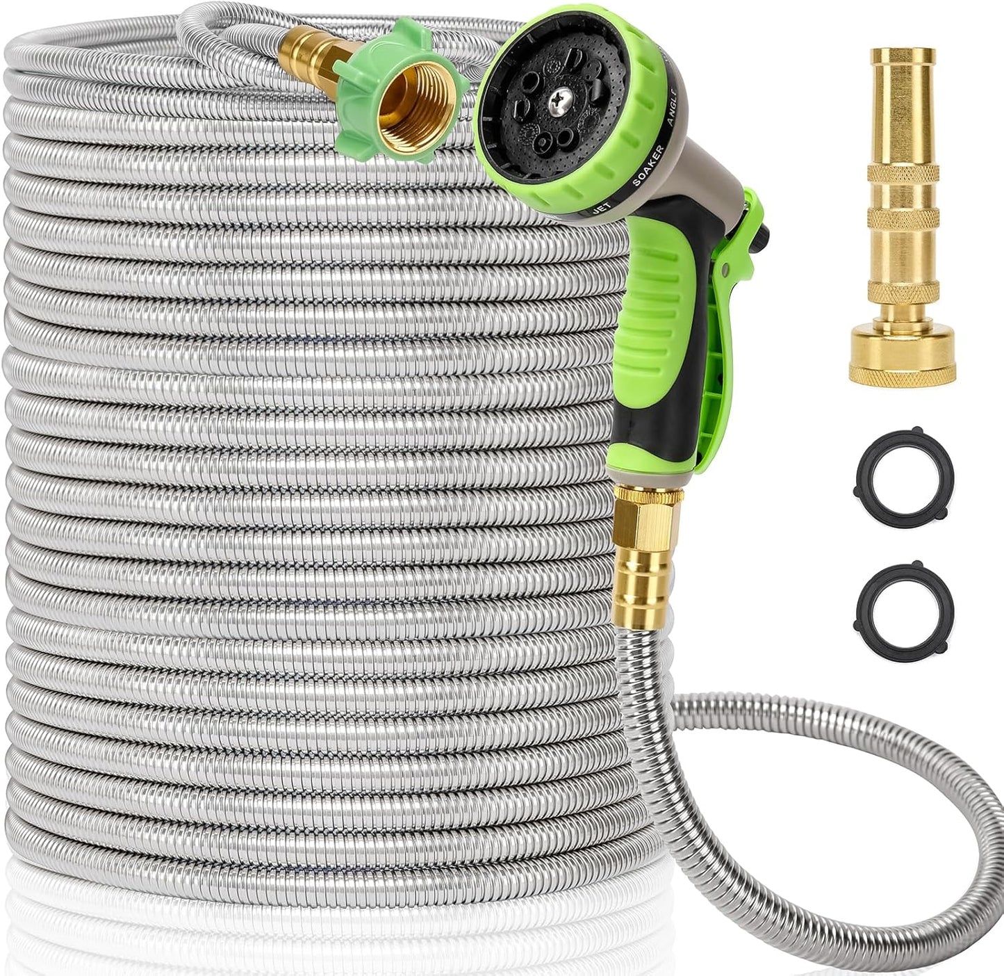 Metal Garden Hose 100FT - Heavy Duty Stainless Steel Design