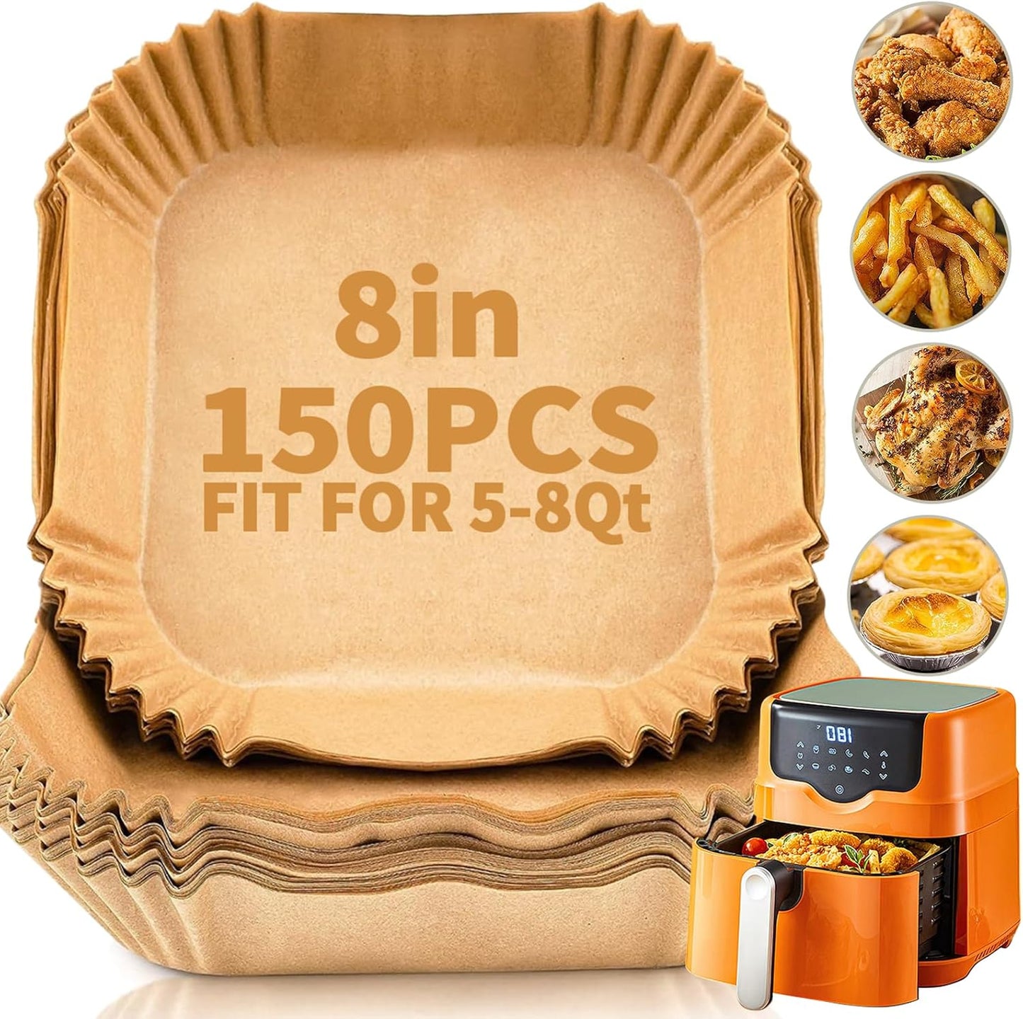 150pcs Non-Stick Air Fryer Liners - Easy Cooking!